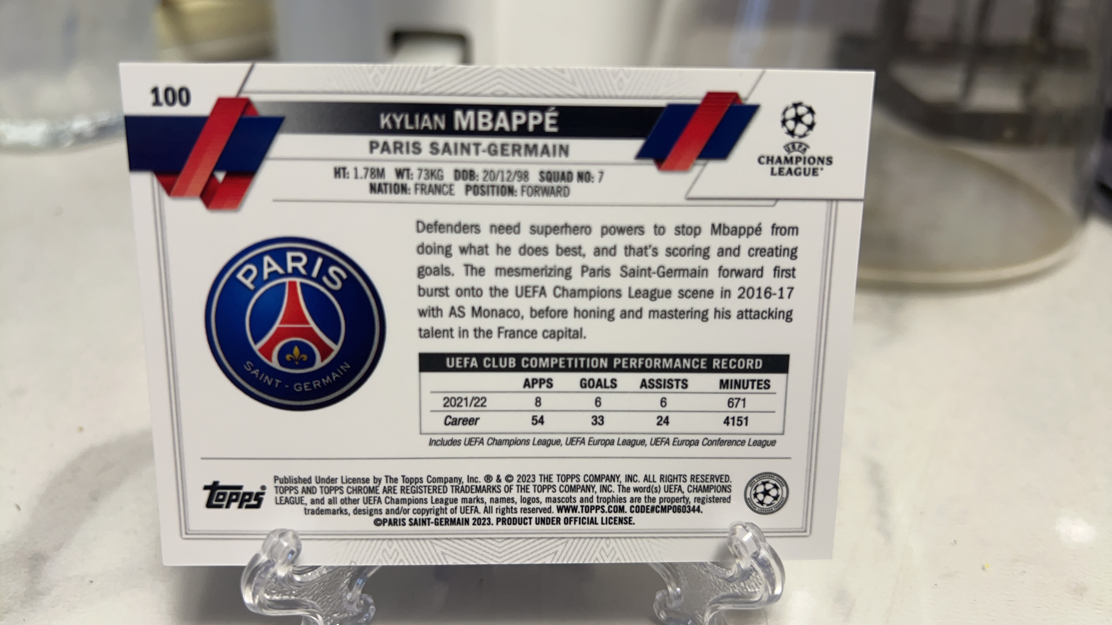 2023 Topps Chrome Kylian Mbappe 法国 巴黎圣日耳曼 姆巴佩 蓝宝石 sp插入 变化版 卡品如图 凑套收藏必备