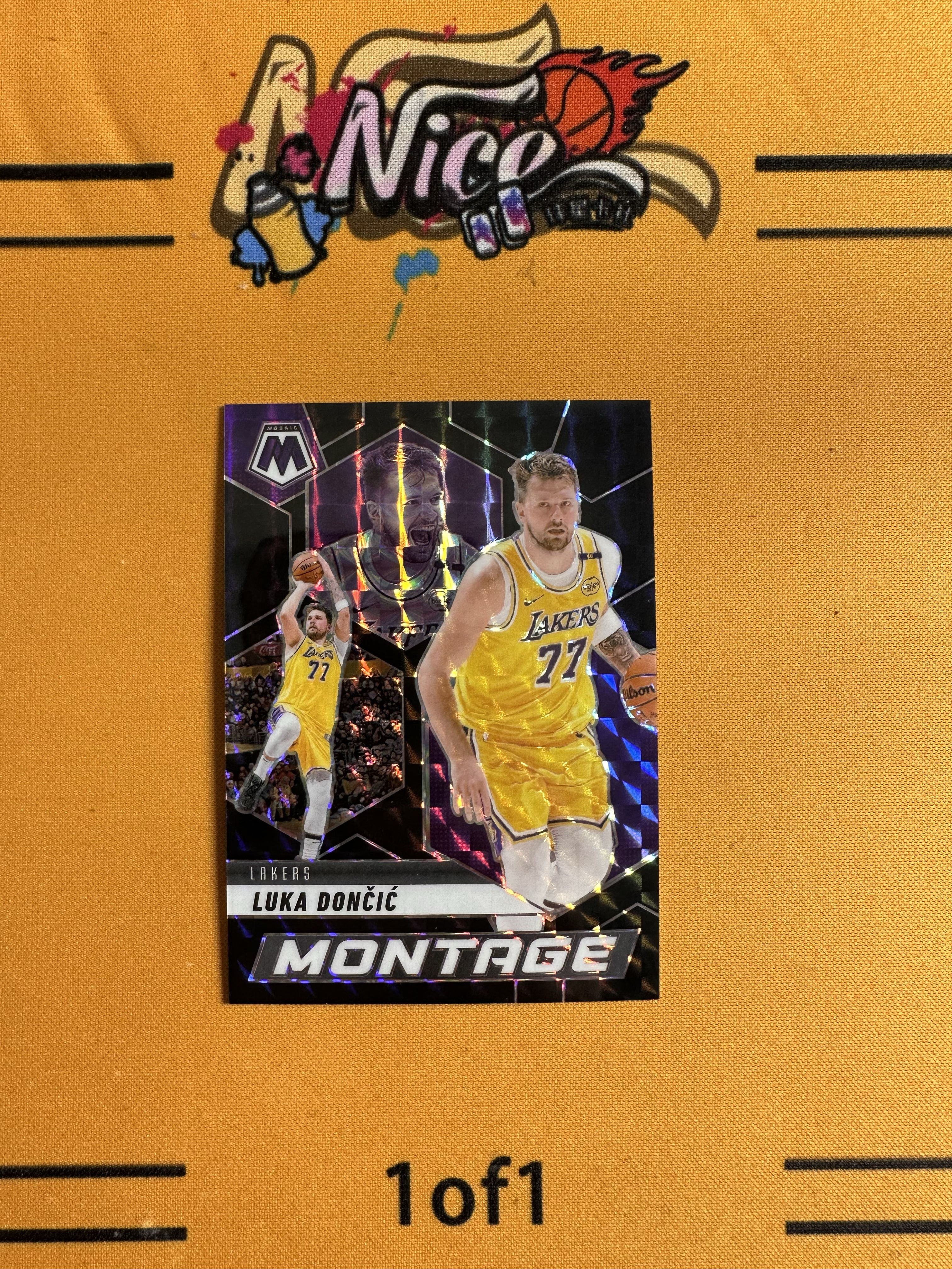 【Nice精品】2024-25 Panini Mosaic Luka Doncic 湖人 卢卡 东契奇 1/1编 One of One 黑折 Montage蒙太奇 交版权前首版湖人皮 老板诚心出售