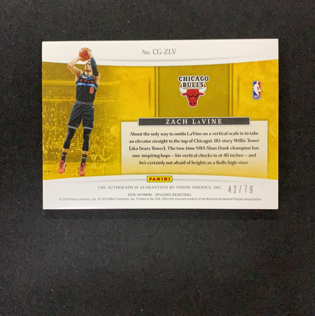 2018-19 Panini Opulence Zach LaVine 【SC拍卖】金书 公牛 扎克拉文 42/79编 卡签 签字 瑕疵如图收藏必备(milo)