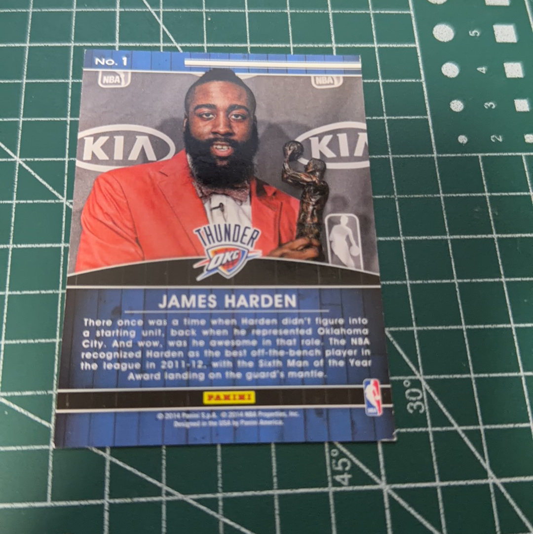 2014-15 Panini Americana James Harden S.p.a. 詹姆斯哈登 2011-12最佳第六人 大胡子 捧杯特卡 荣誉特卡 十年老卡 绝版卡 稀有大比例 收藏必备 白边