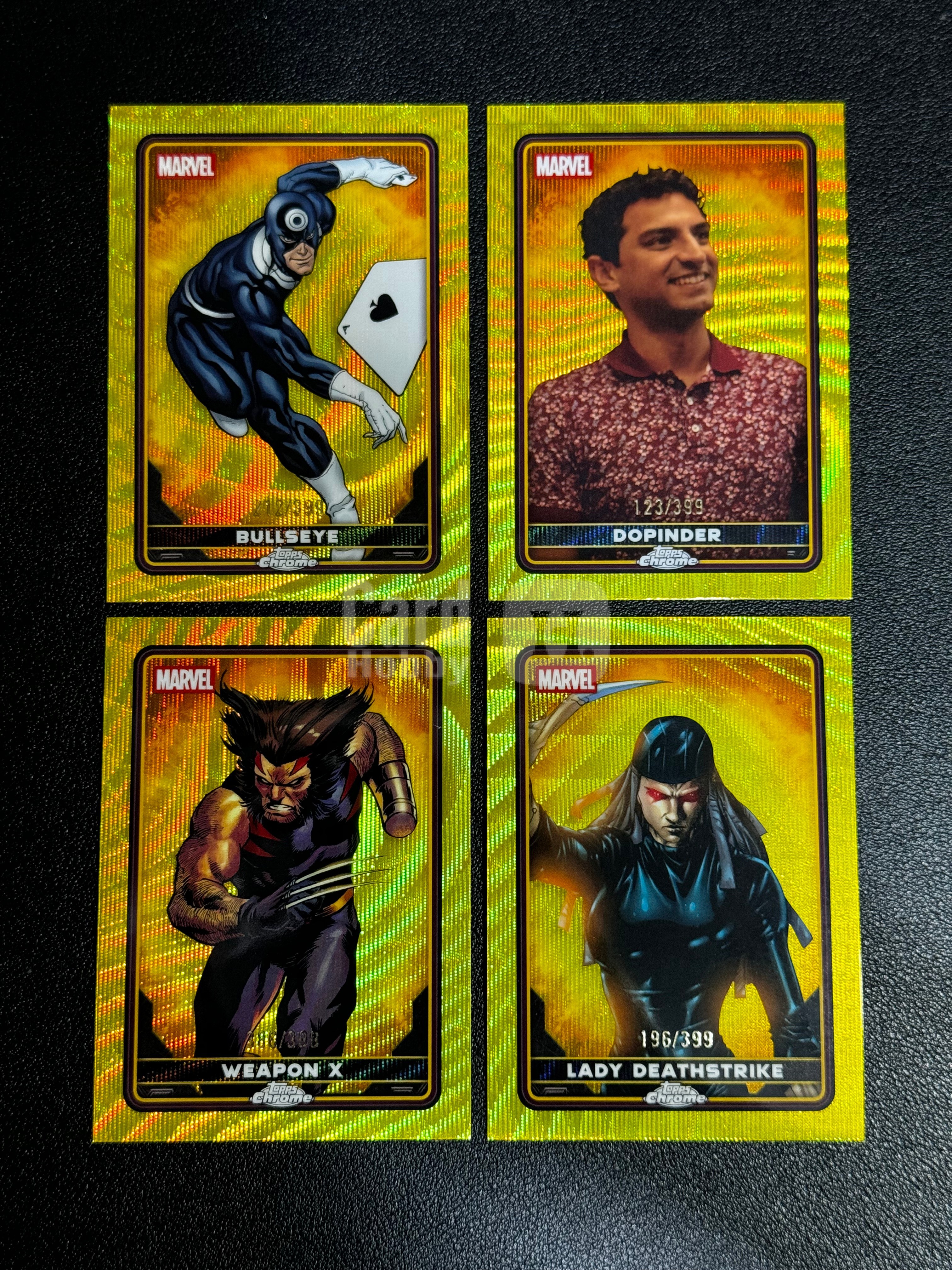 2025 Topps Marvel (MCU) 老王代理拍卖 漫威 影视 死侍 金刚狼 Deadpool Wolverine 黄折 399编 Bullseye 靶眼 Weapon X 死亡女 TG