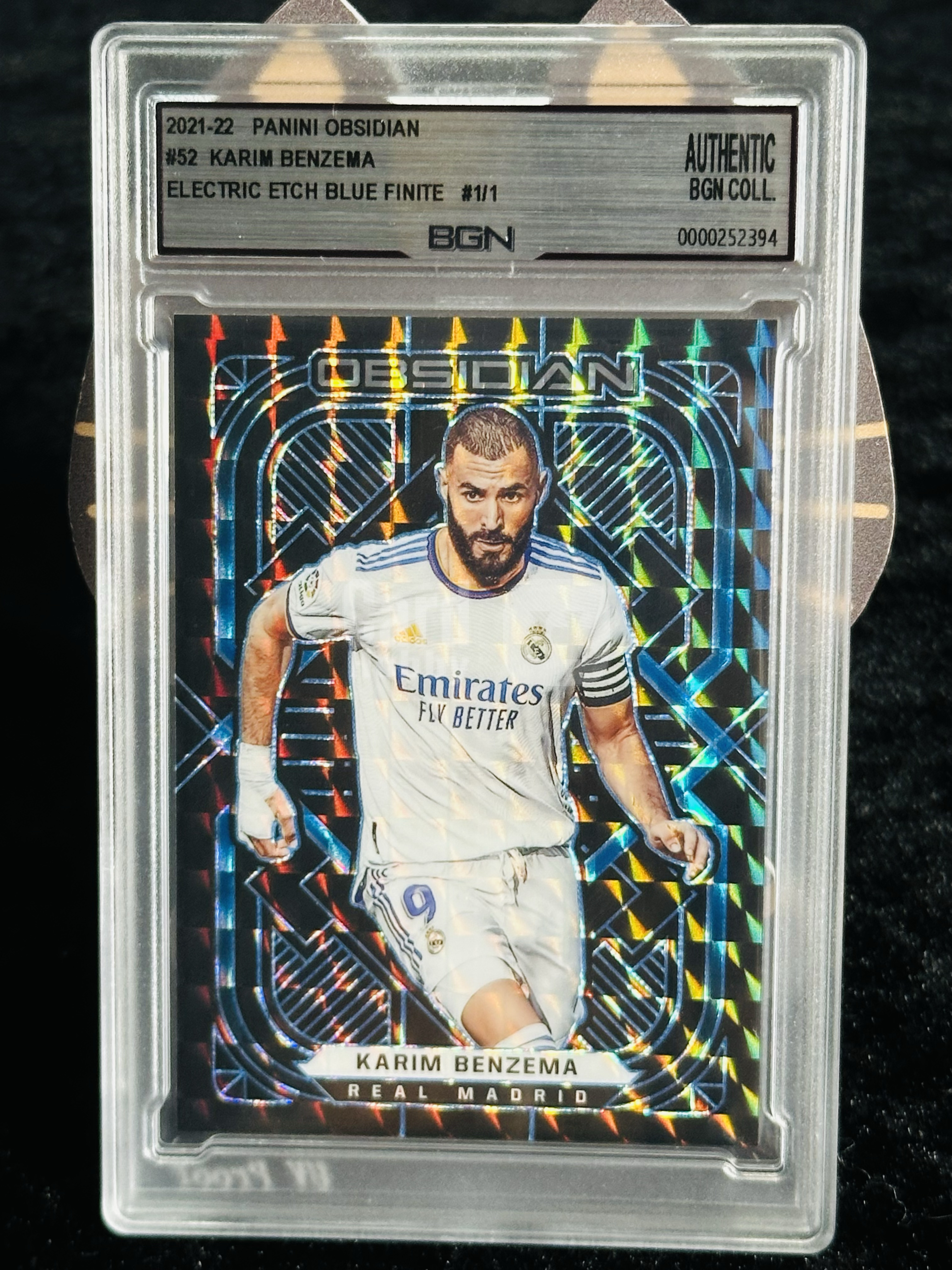 2021-22 obsidian 皇家马德里 Karin benzema 本泽马 限量1编蓝蚀刻 1/1 electric etch blue finite 真1/1 评级 C罗贝尔莫德里奇巅峰皇马