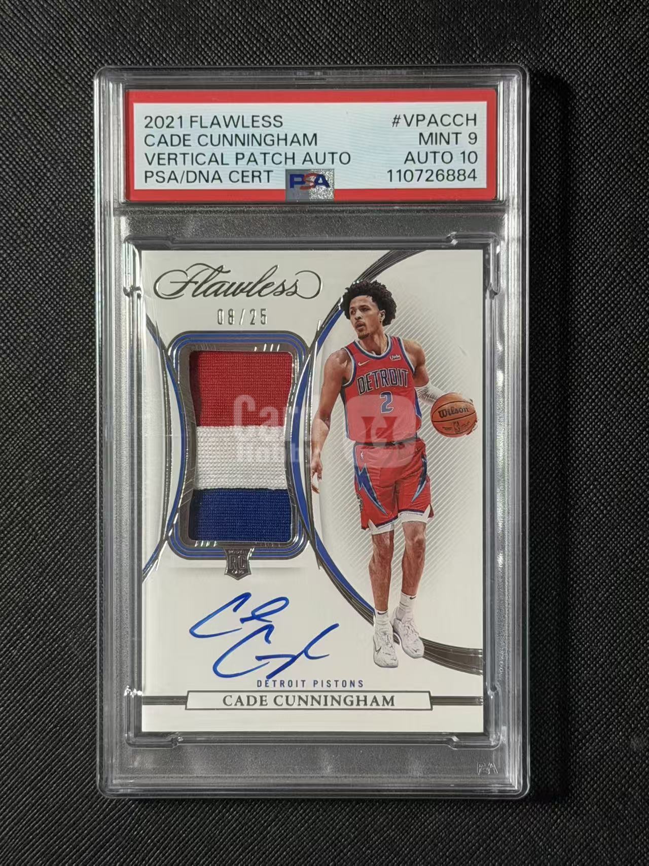 2021-22 Panini Flawless Cade Cunningham RC NBA 手提 rookie 新秀 RC 底特律活塞 坎宁安 康宁汉姆 08/25编 卡签 签字 亲穿 暴力切割