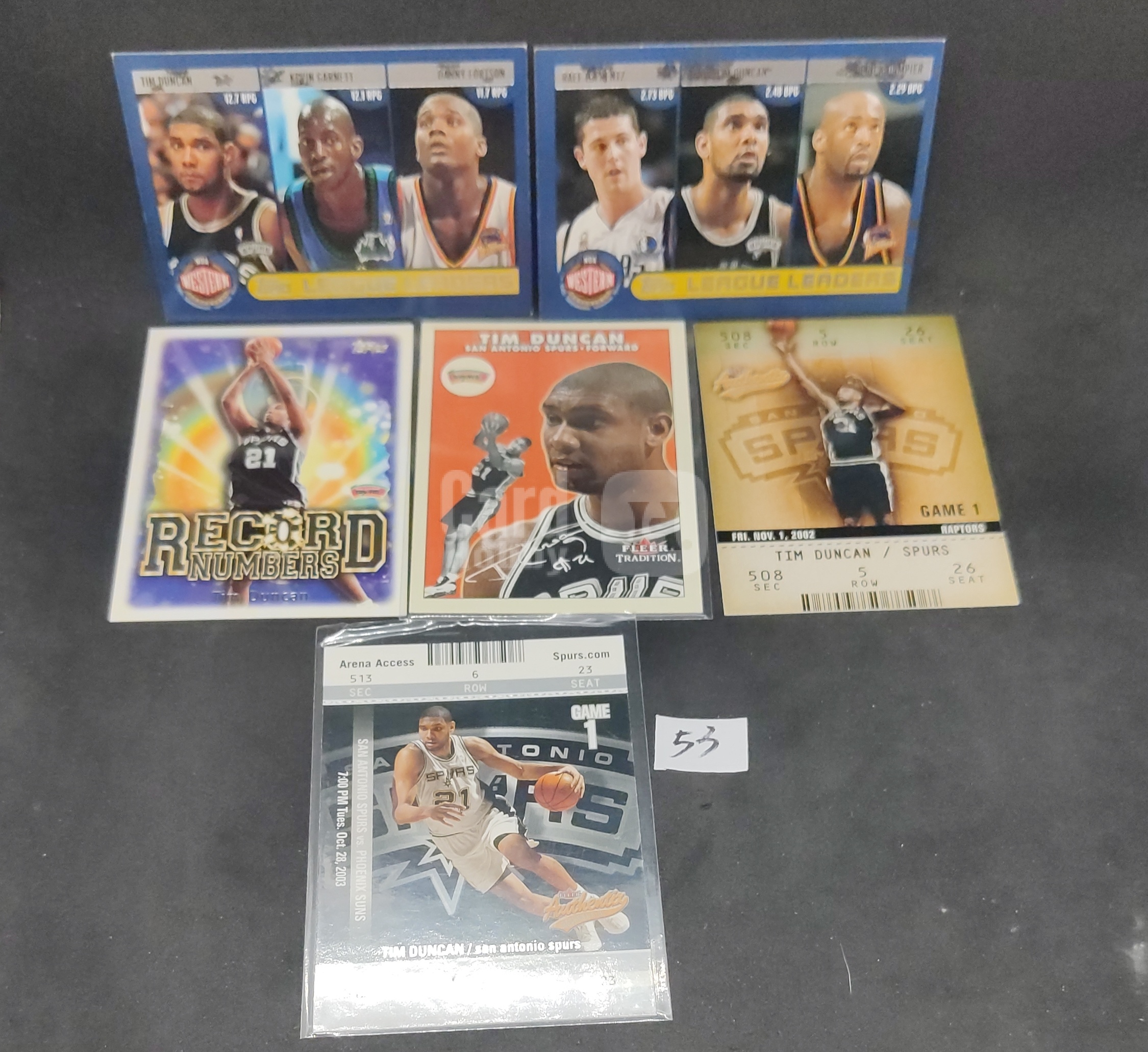 【DC拍卖】7.18 蒂姆邓肯 Tim Duncan 7 张马刺老球星卡打包 双人特卡 / 纪录特卡 / Game1 票根特卡多系列复古收藏套卡 实拍 53 号组