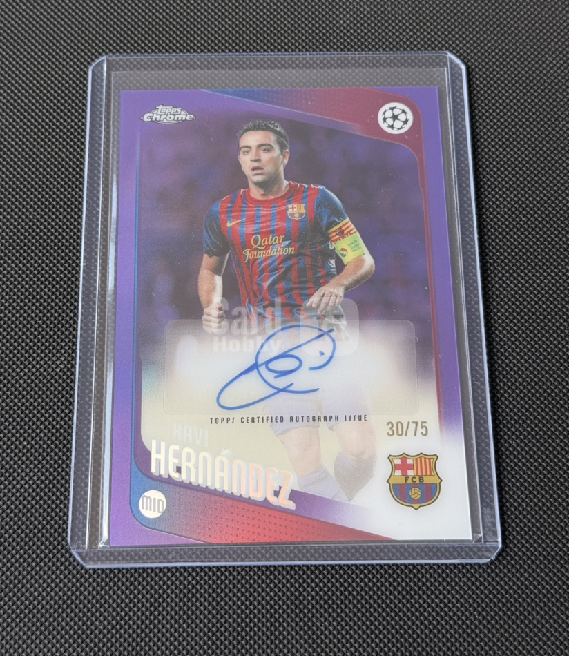 Xavi Hernandez 哈维埃尔南德斯 2026 Topps Chrome 欧冠 /75编带编限量 签字 签名 紫熔岩折射 巴塞罗那 巴萨/瑕疵见详图/