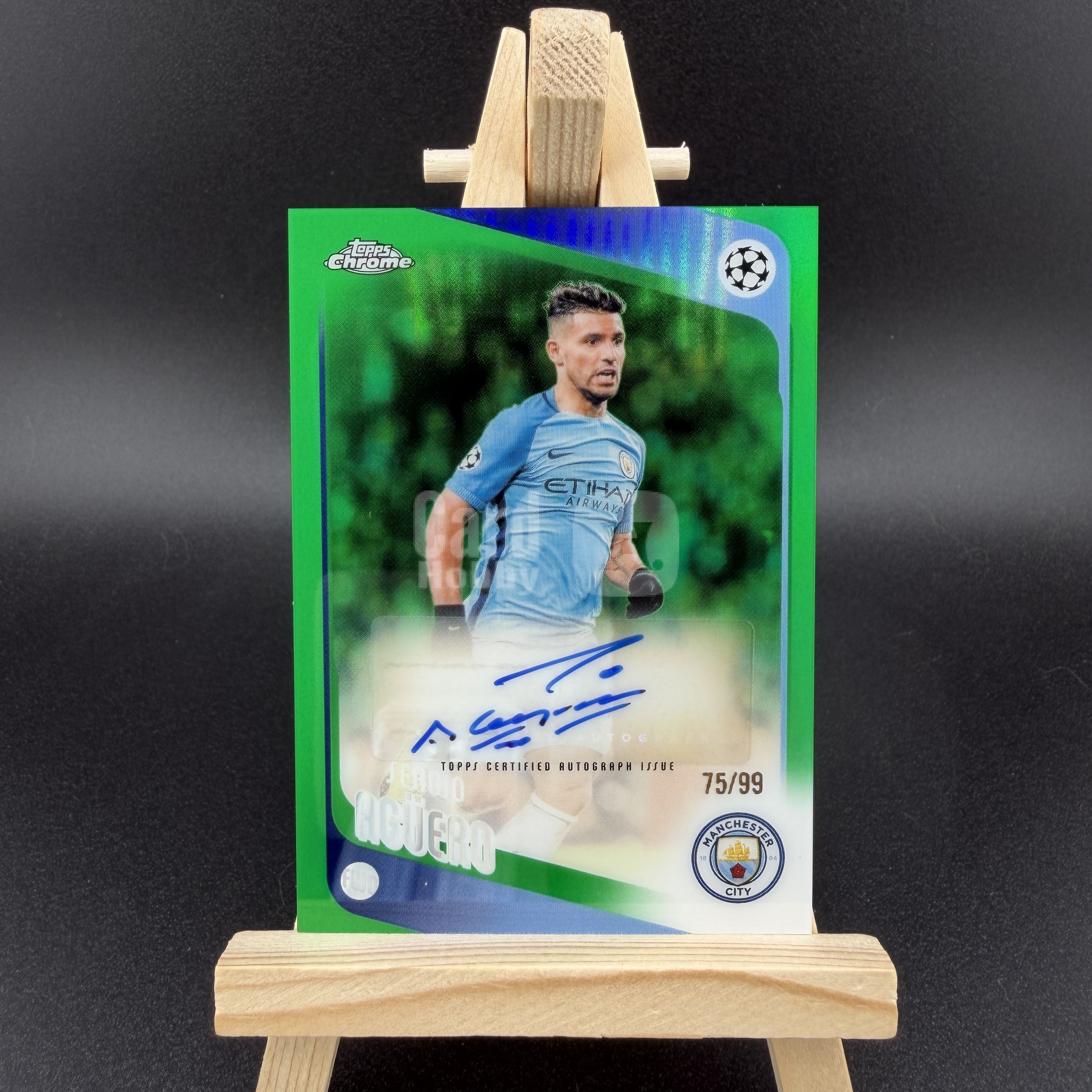 2026 Topps Chrome Sergio Aguero 欧冠 曼城 阿根廷 阿奎罗 签字 完美签 绿折 75/99编 卡品如图 【陌浪伦敦】