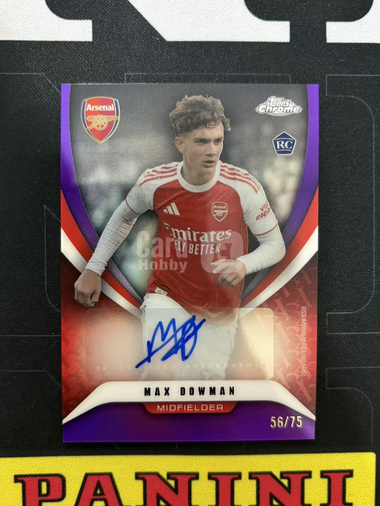 2026 Topps Chrome Max Dowman RC 新秀 阿森纳 队盒 马克斯 道曼 签字 75编 正紫折 英格兰 夺冠年