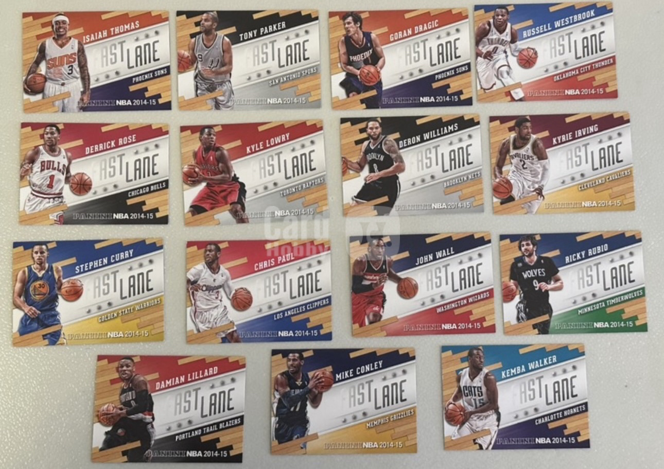 2014-15 Panini S.p.A Stephen Curry Derrick Rose .Irving 史蒂芬库里 德里克罗斯 凯里欧文威少等fast lane快车道横版特卡 全套15张lot