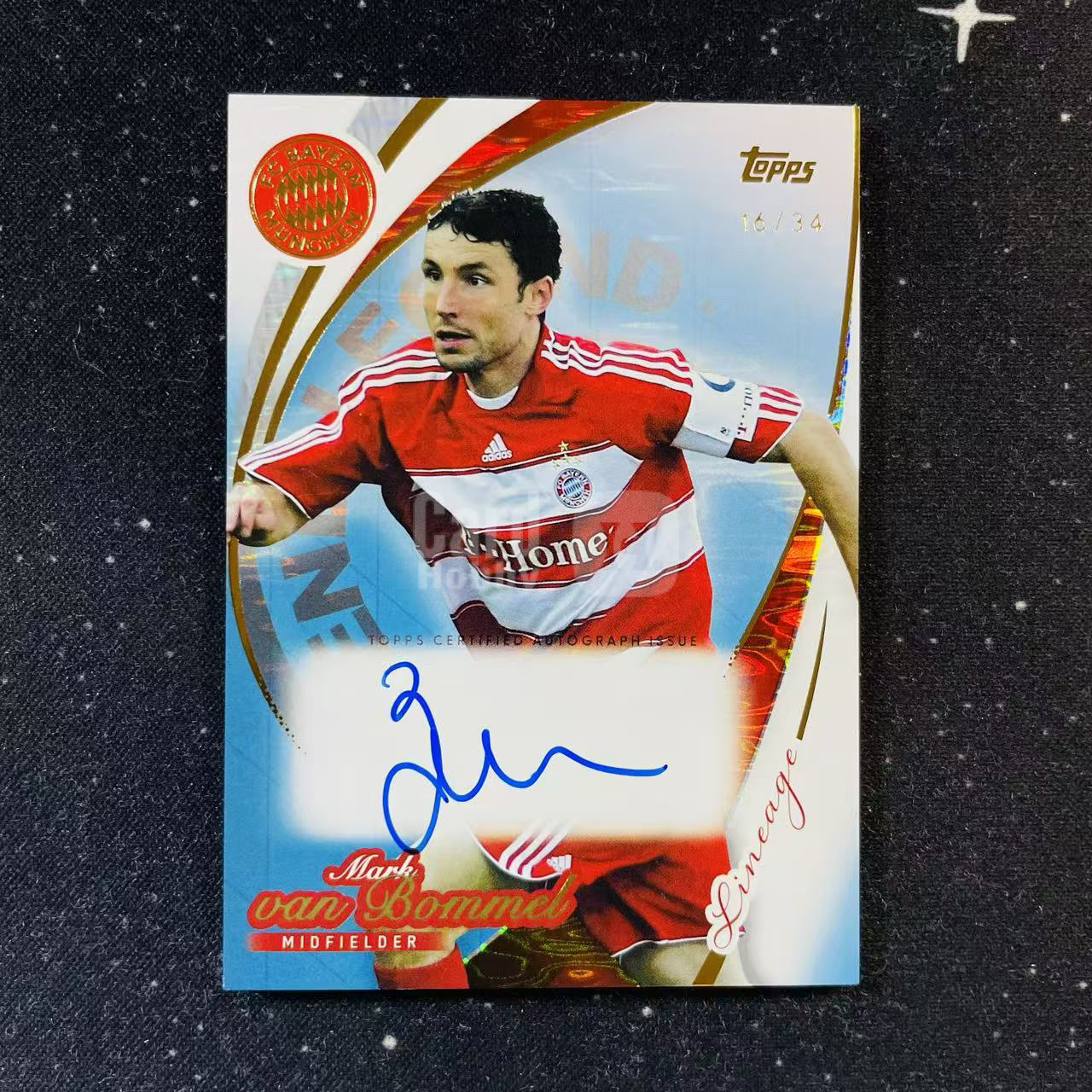 2025-26 Topps Lineage 拜仁血统队盒 MARK VAN BOMMEL 马克 范博梅尔 传奇签字 蓝折 34编 卡签 微痕边角微白 洛北拍卖 洛宸9612@