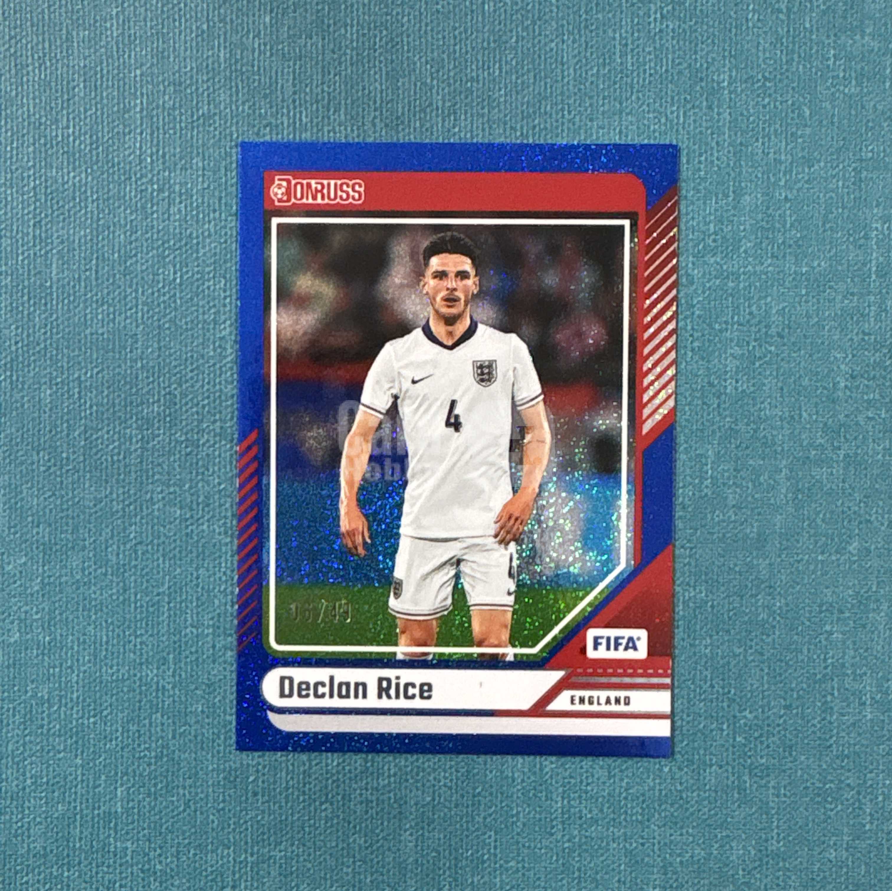 2024-25 Panini Donruss 杜蕾斯 Declan Rice 德克兰 赖斯 06/49编 蓝碎点折 英格兰 阿森纳 卡品如图 YQE