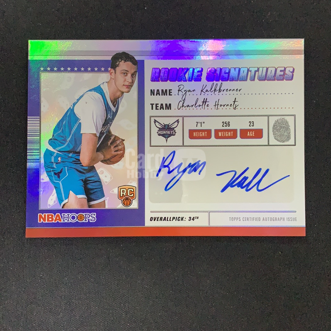 2025-26 Topps Hoops Ryan Kalkbrenner RC 【SC拍卖】新秀 黄蜂 卡尔克布伦纳 签字 银折 收藏必备(mo白先生)