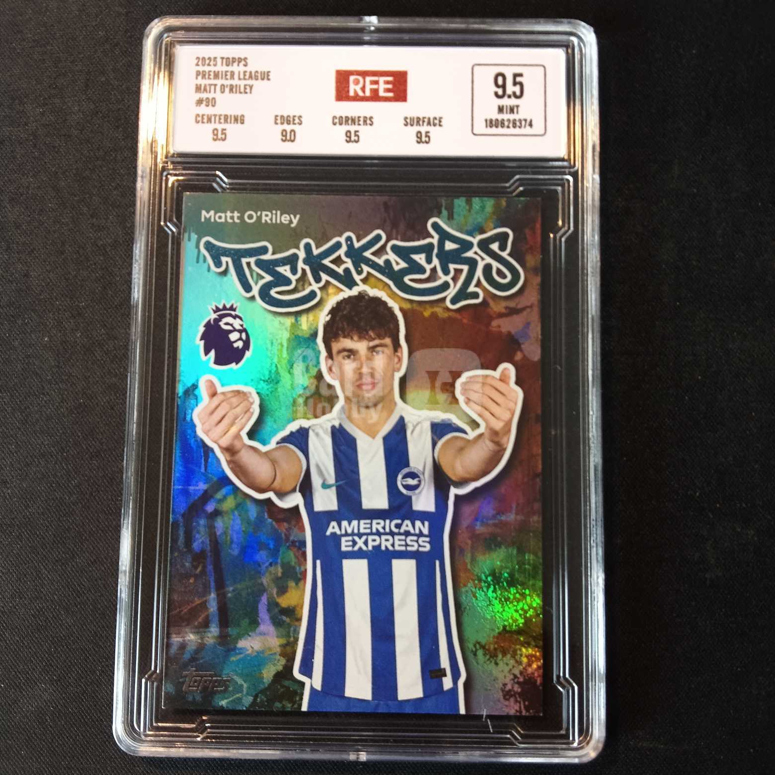2025 Topps premier league 马特奥莱利 评级卡 布莱顿 折射 实卡精美稀有 品质保障 投资收藏必备 保值回购 详情见说明 【蓝色星球】