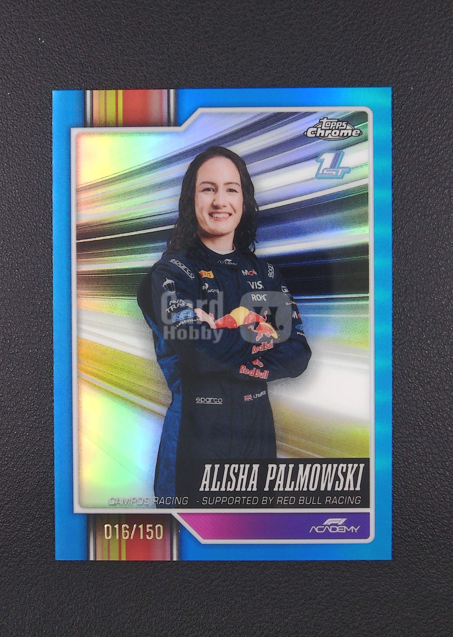 2026 Topps Chrome Alisha Palmowski RC 艾丽莎 帕尔莫夫斯基 1st 016/150编 蓝折 坎波斯 红牛F1学院 女车手 瑕疵如图【Big M 代拍】 JJ001