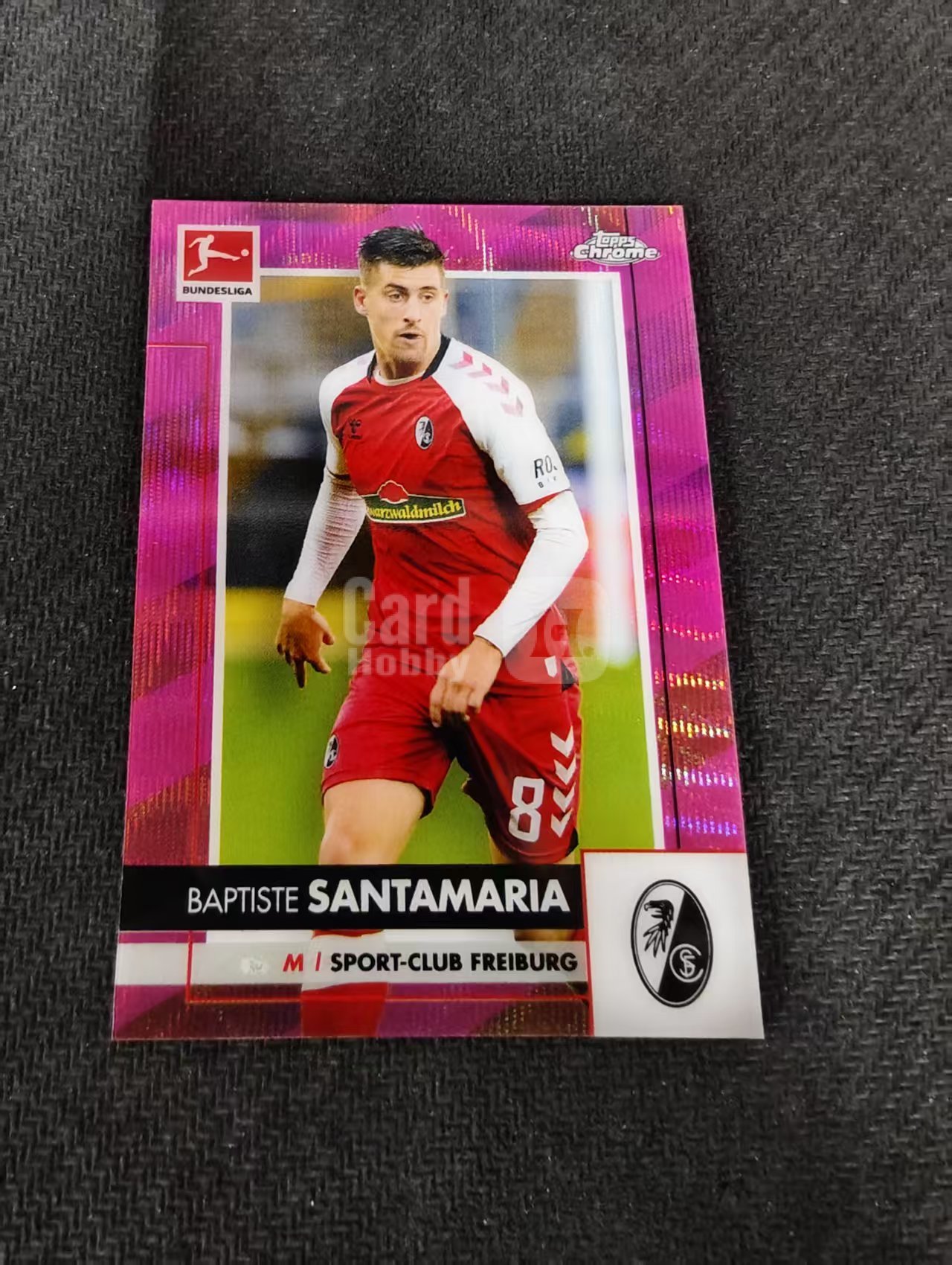 【可合并,不累计】2021 TOPPS CHROME BAPTISTE SANTAMARIA 弗莱堡队 巴蒂斯特桑塔马里亚 德甲 粉波纹 75编 划痕 边角瑕疵