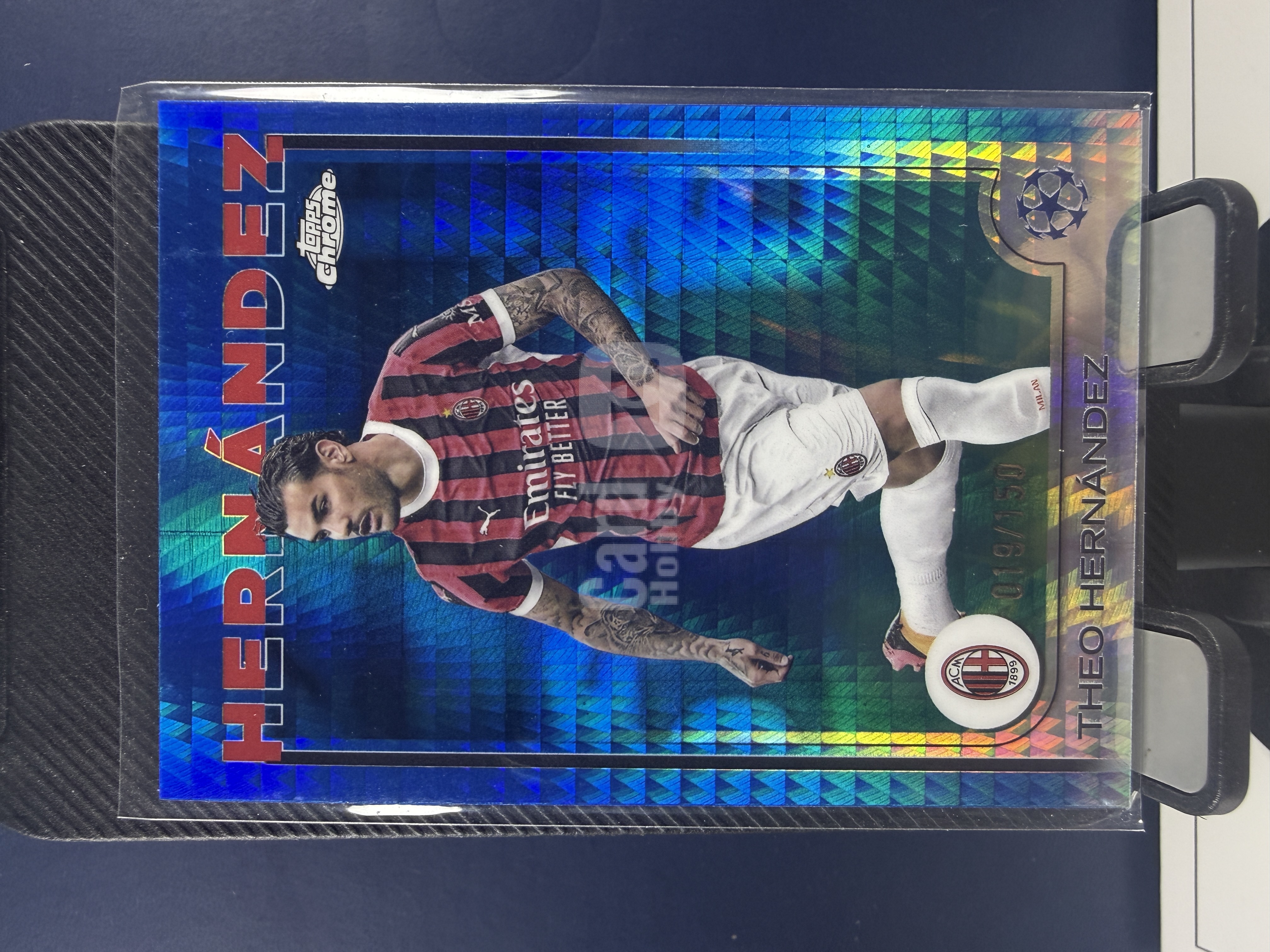 2024-25 Topps Chrome Theo Hernandez TC 欧冠 AC米兰 特奥埃尔南德斯 蓝折 150编 折射 收藏必备 (沸腾)