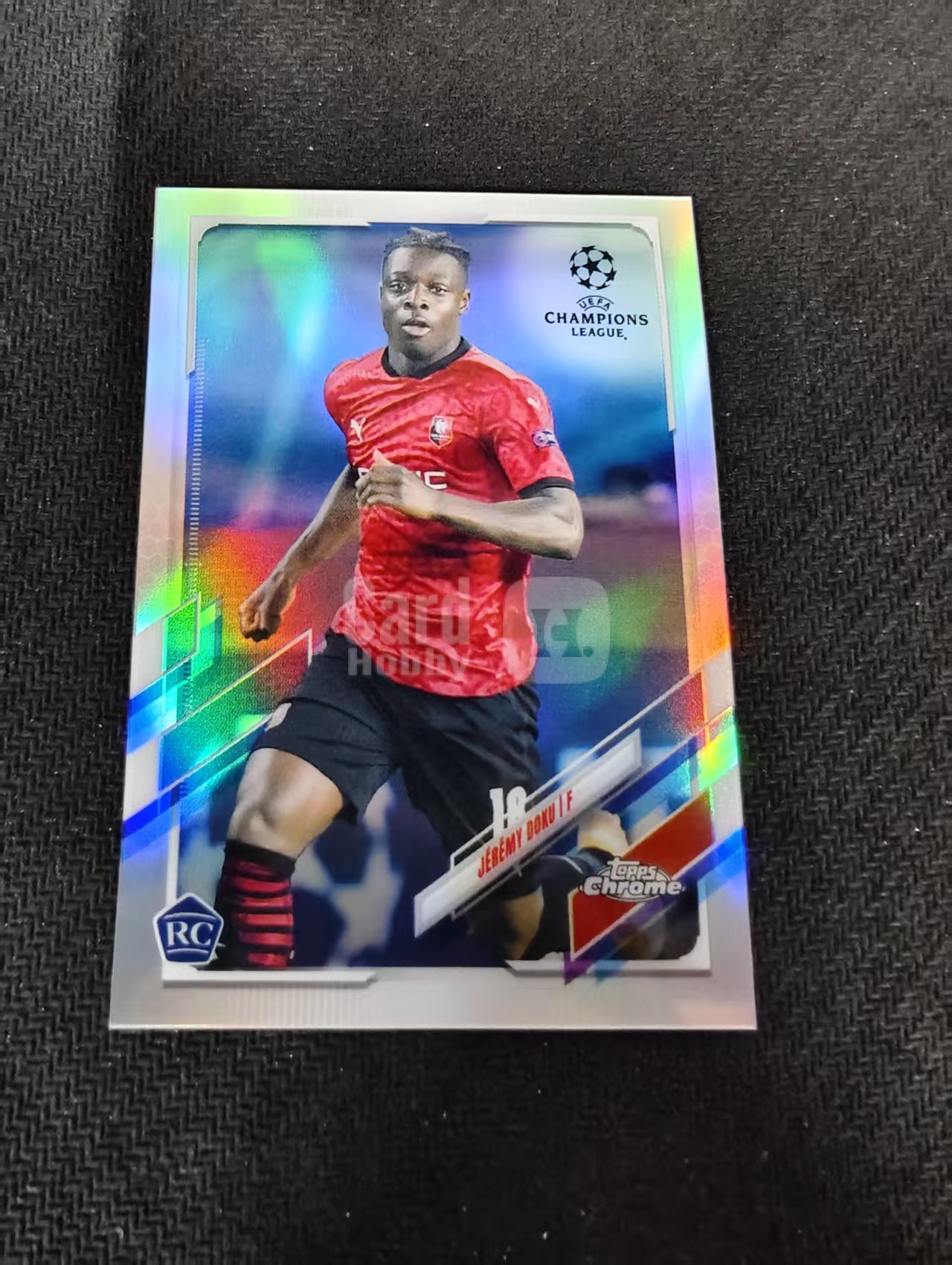 【可合并,不累计】2021 Topps Chrome Jérémy Doku RC 多库 雷恩 曼城 曼彻斯特城 比利时 RC新秀 欧冠 银折 划痕 边角瑕疵 #2