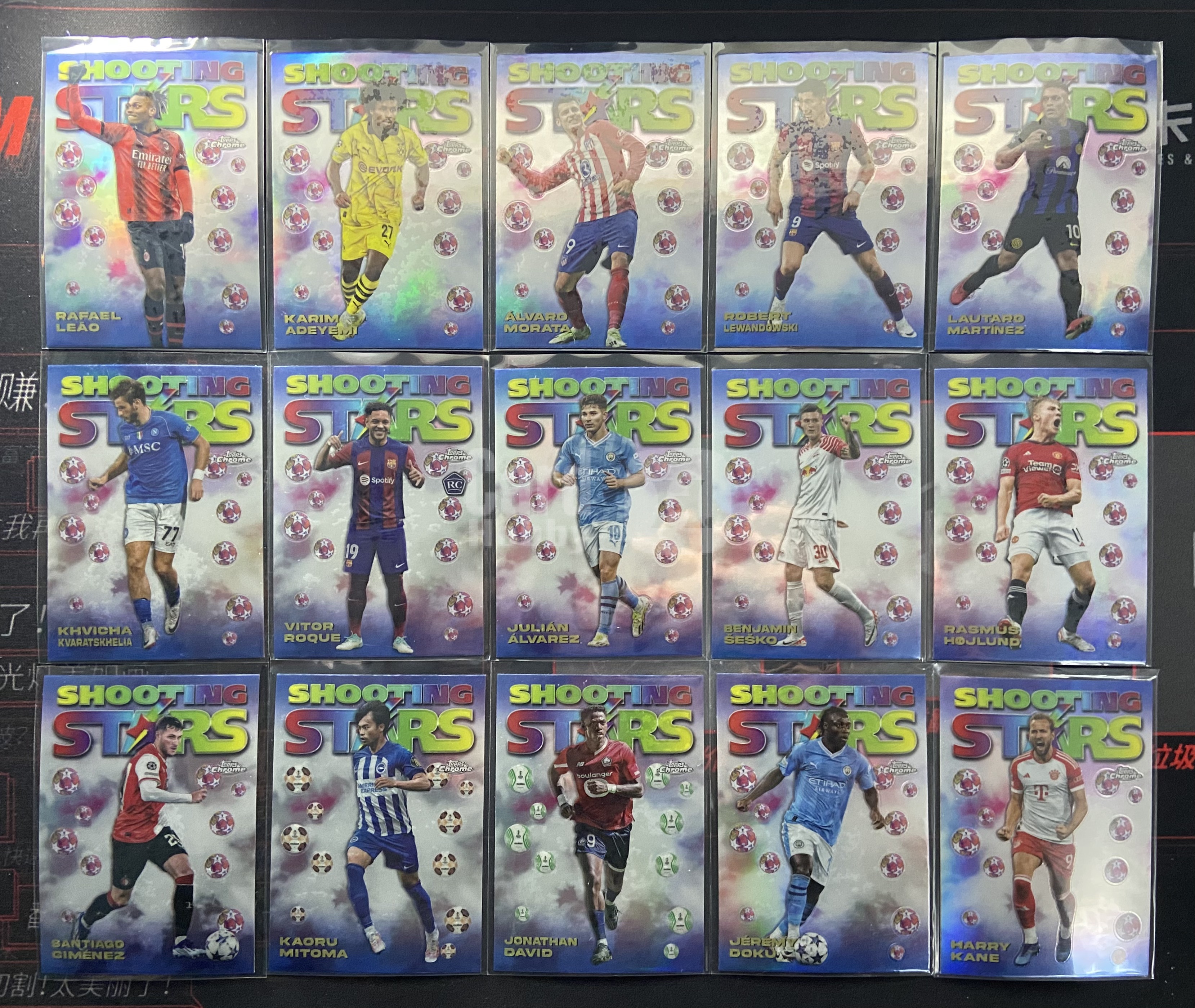 2024 Topps Chrome Harry Kane 欧冠 全套 15张 Shooting Stars 流星特卡 莱万 凯恩 劳塔罗 莱奥 多库 莫拉塔 霍伊伦德等 银折 折射 打包 万卡-双双