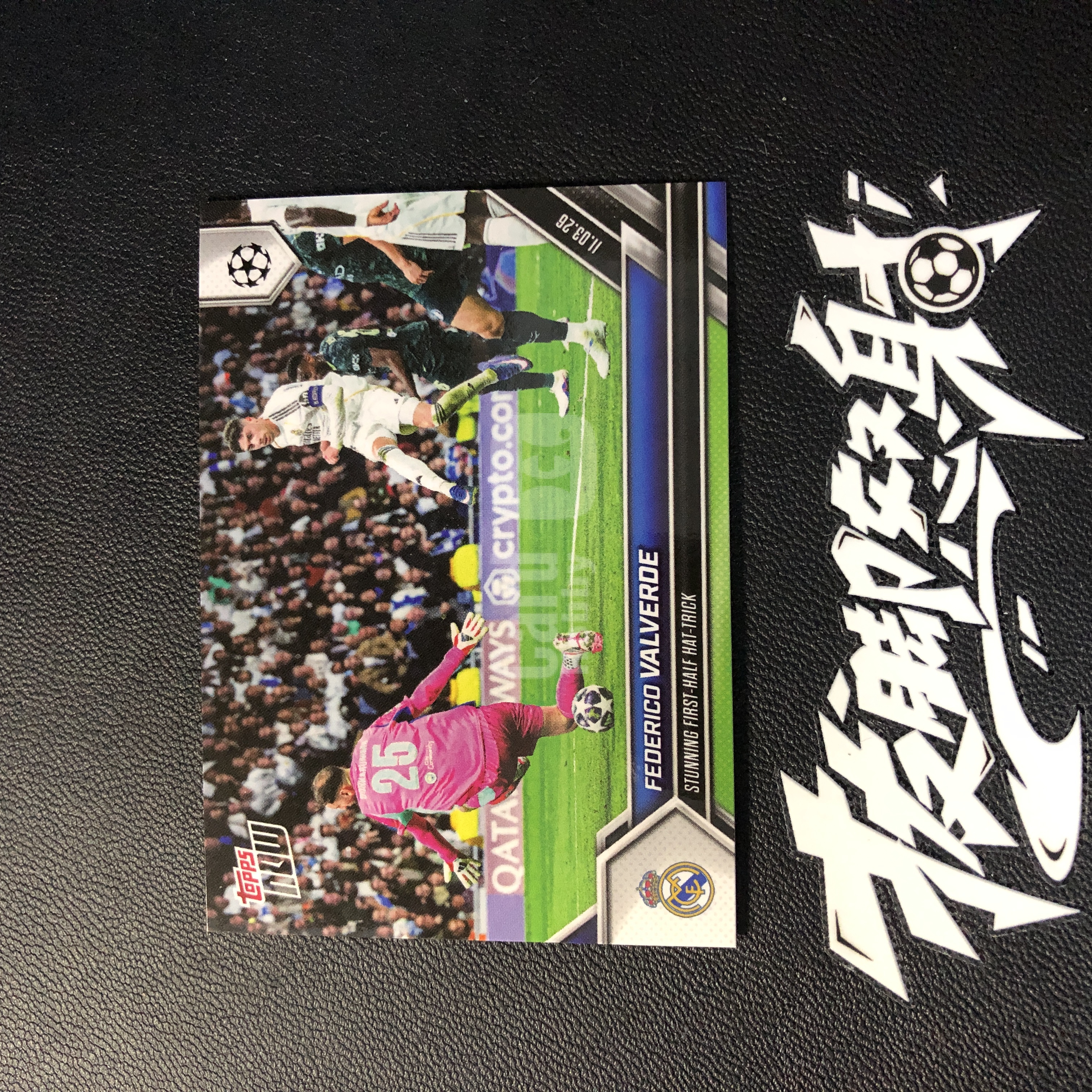 【拔脚代卖】2026 Topps Now UEFA 欧冠 费德里科 巴尔韦德 Federico Valverde 皇家马德里 皇马 上半场轰出欧冠半场帽子戏法里程碑 纪念卡收藏必备 瑕疵如图｜拔脚沙漠BH29