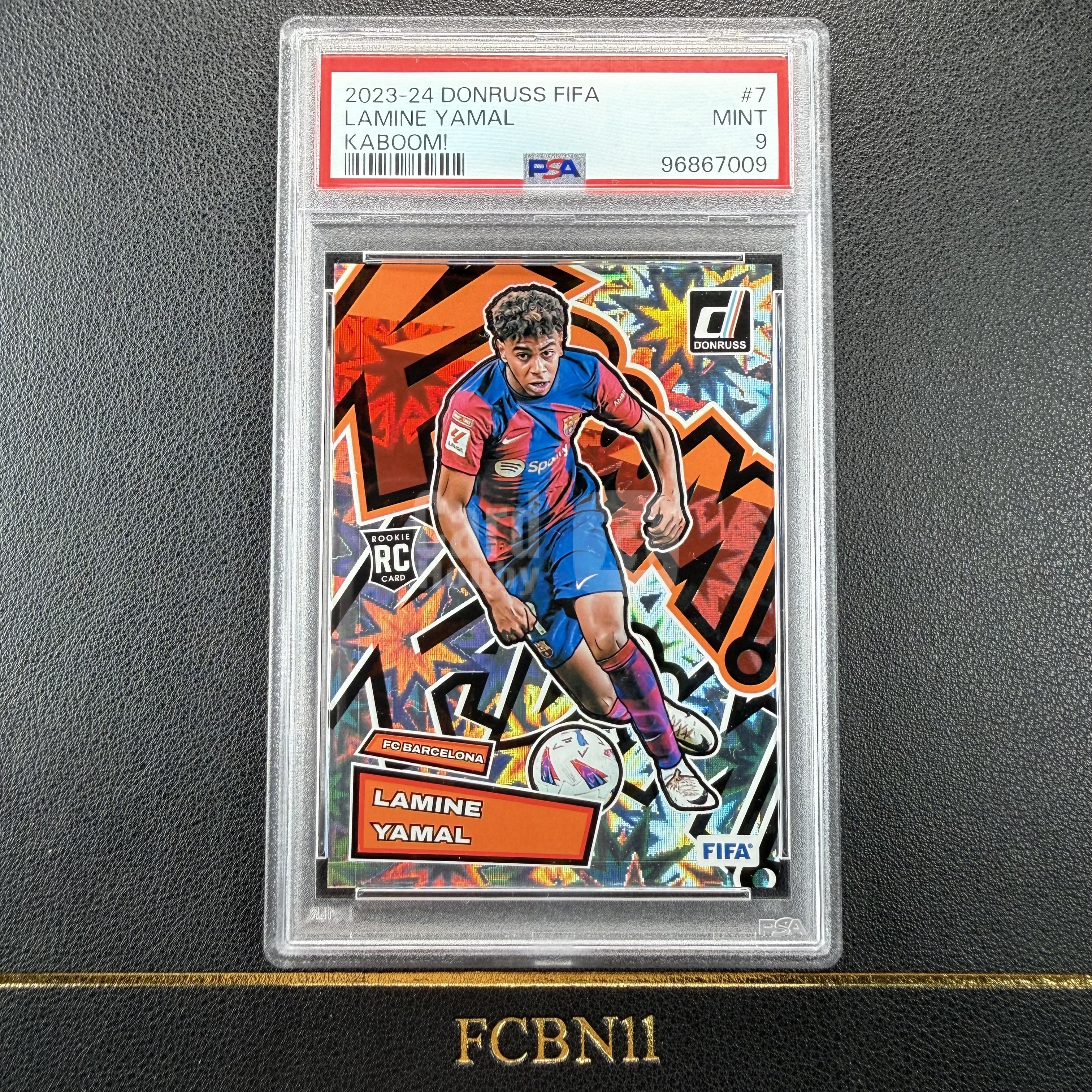 【FCB拍卖】2023-24 PANINI DONRUSS FIFA LAMINE YAMAL 拉明 亚马尔 RC 新秀 KABOOM！卡爆 PSA9 巴萨 巴塞罗那 西班牙 世界杯破门 帕尼尼招牌特卡｛Run277｝FCBN11代理拍卖