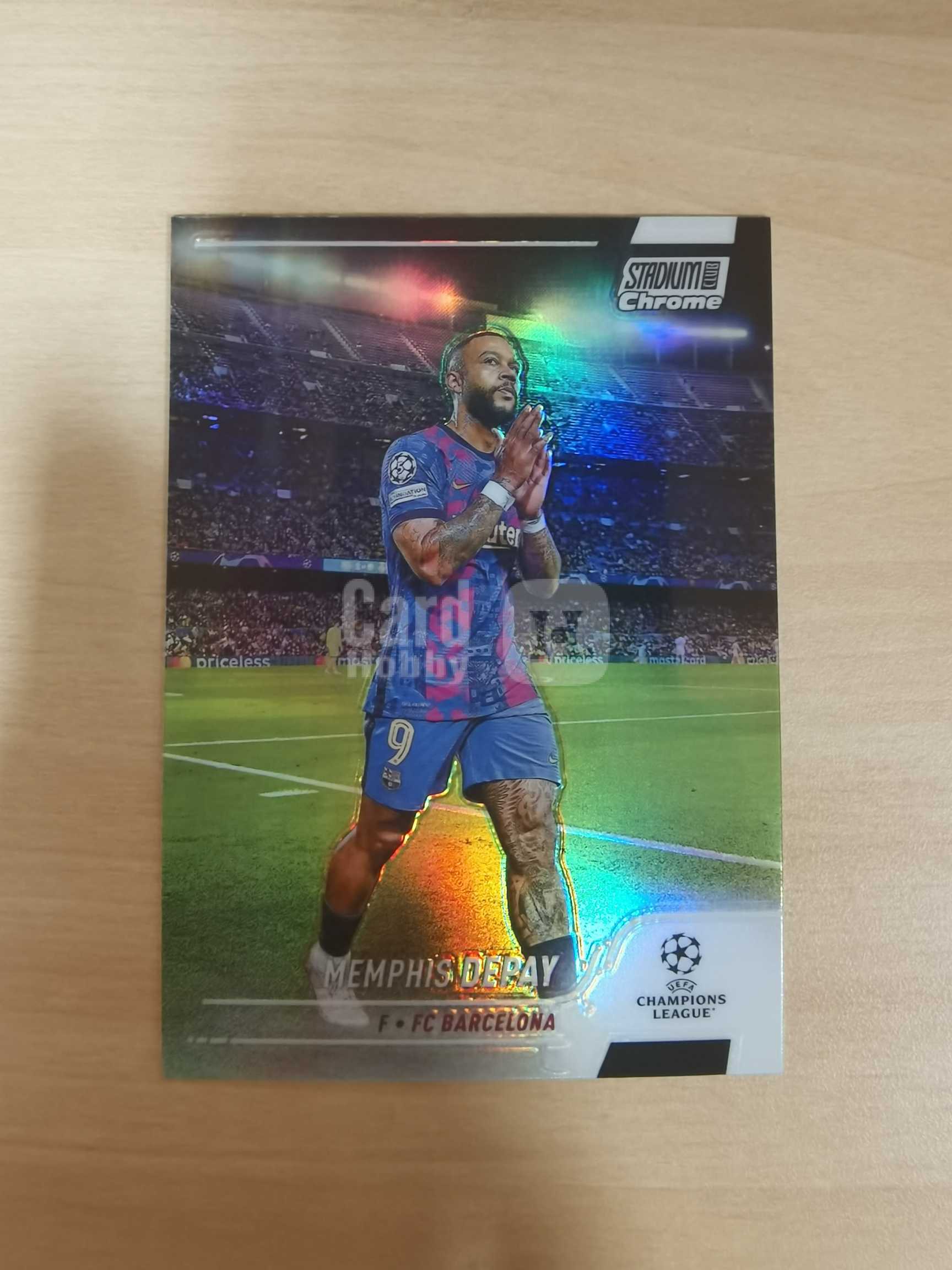 2022 Topps Stadium Club Chrome Memphis Depay 欧冠 竞技场 巴塞罗那 巴萨 孟菲斯 德佩 荷兰 银折 折射