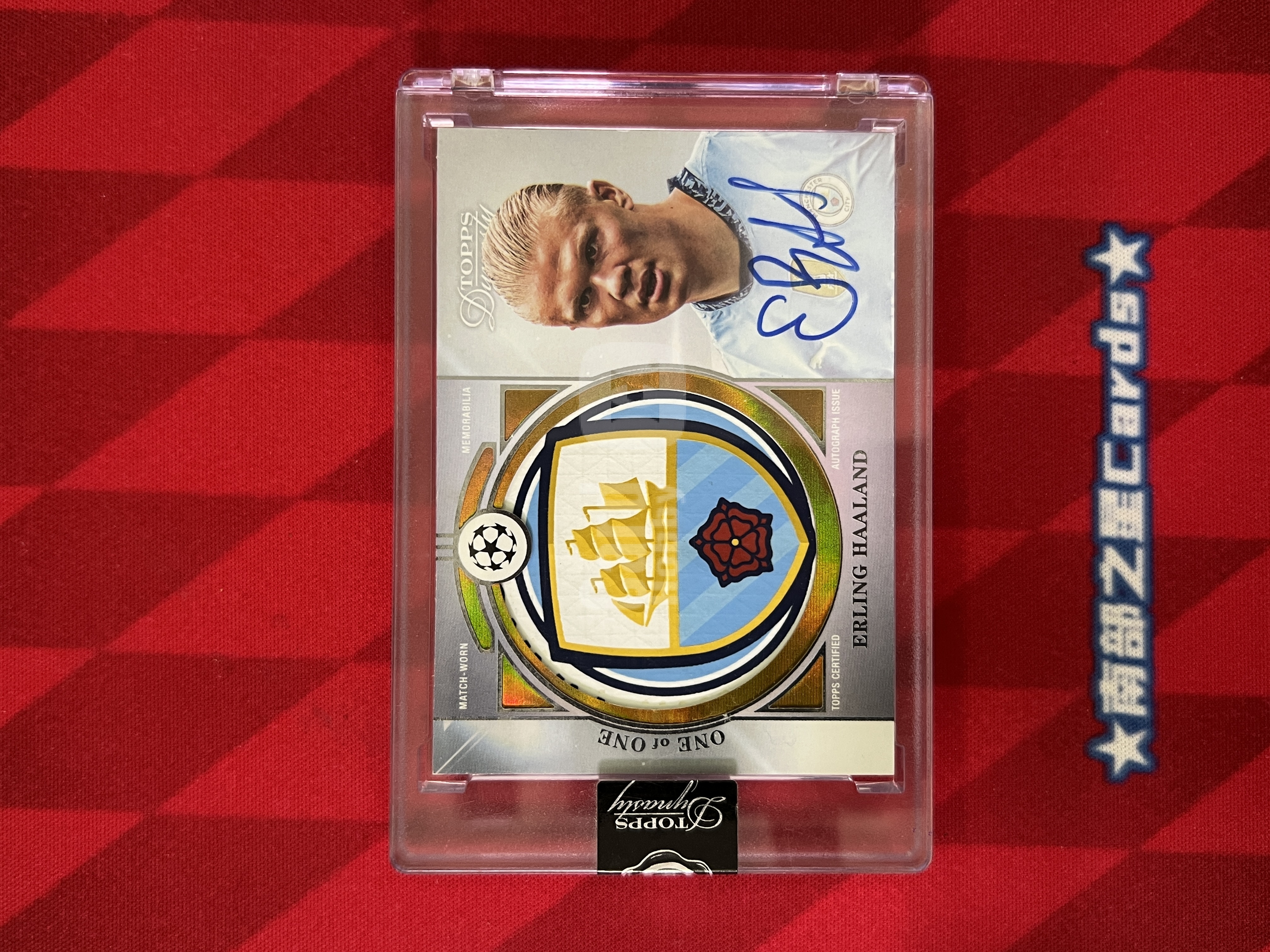 2024-25 Topps Dynasty Erling Haaland 埃尔林 哈兰德 挪威 多特 曼城 球衣 签字 卡签 1/1编 1编1 Match Worn 落场 暴力切割 队徽 原封砖 UEFA 欧冠 王朝 高端系列【南部之星】信