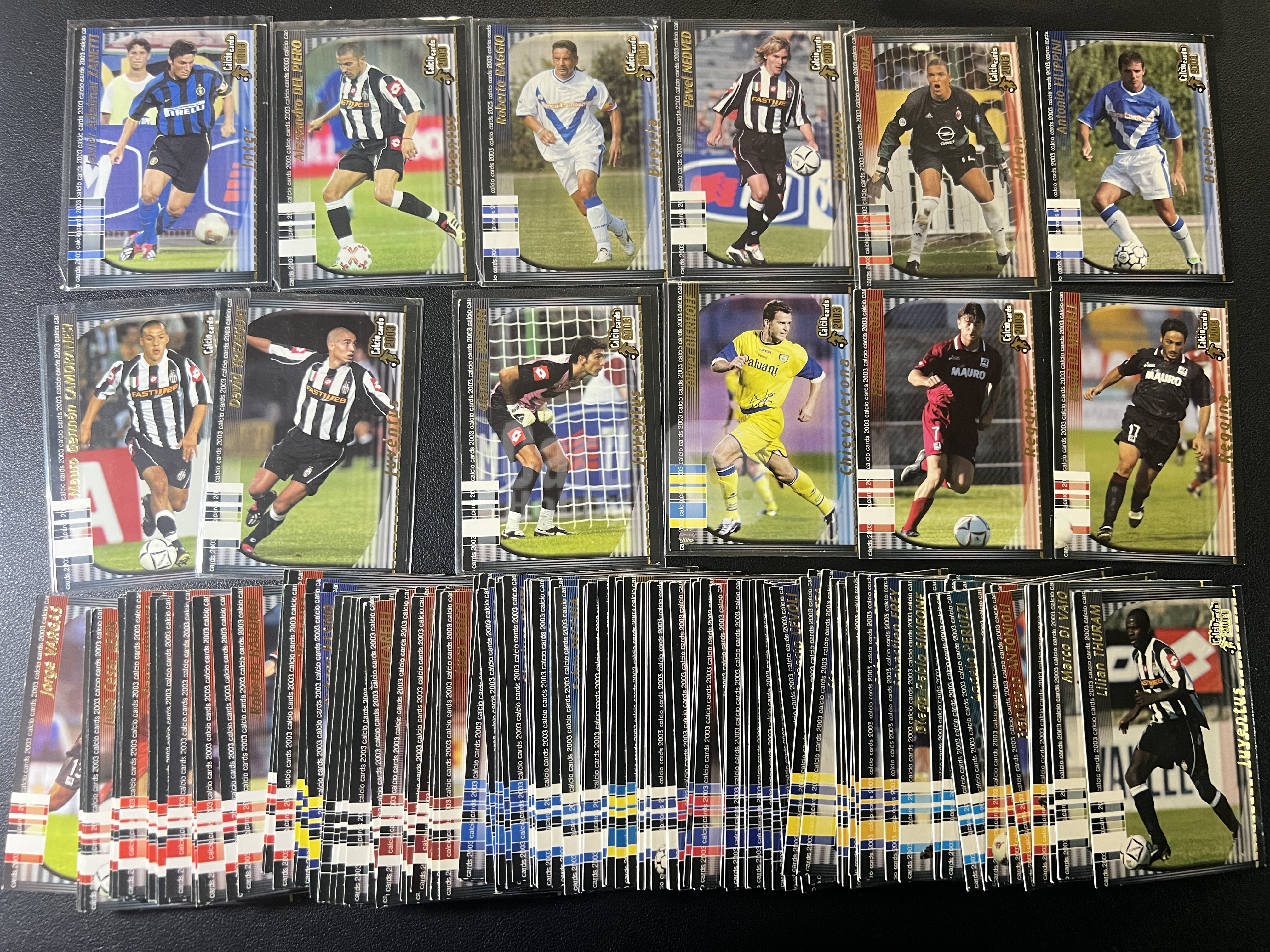 2003 Panini Calcio cards Roberto Baggio 巴乔 Alessandro Del Piero 皮耶罗 内德维德 布冯 图拉姆 等约张130张base 老卡瑕疵 lot无膜不保品SY2708