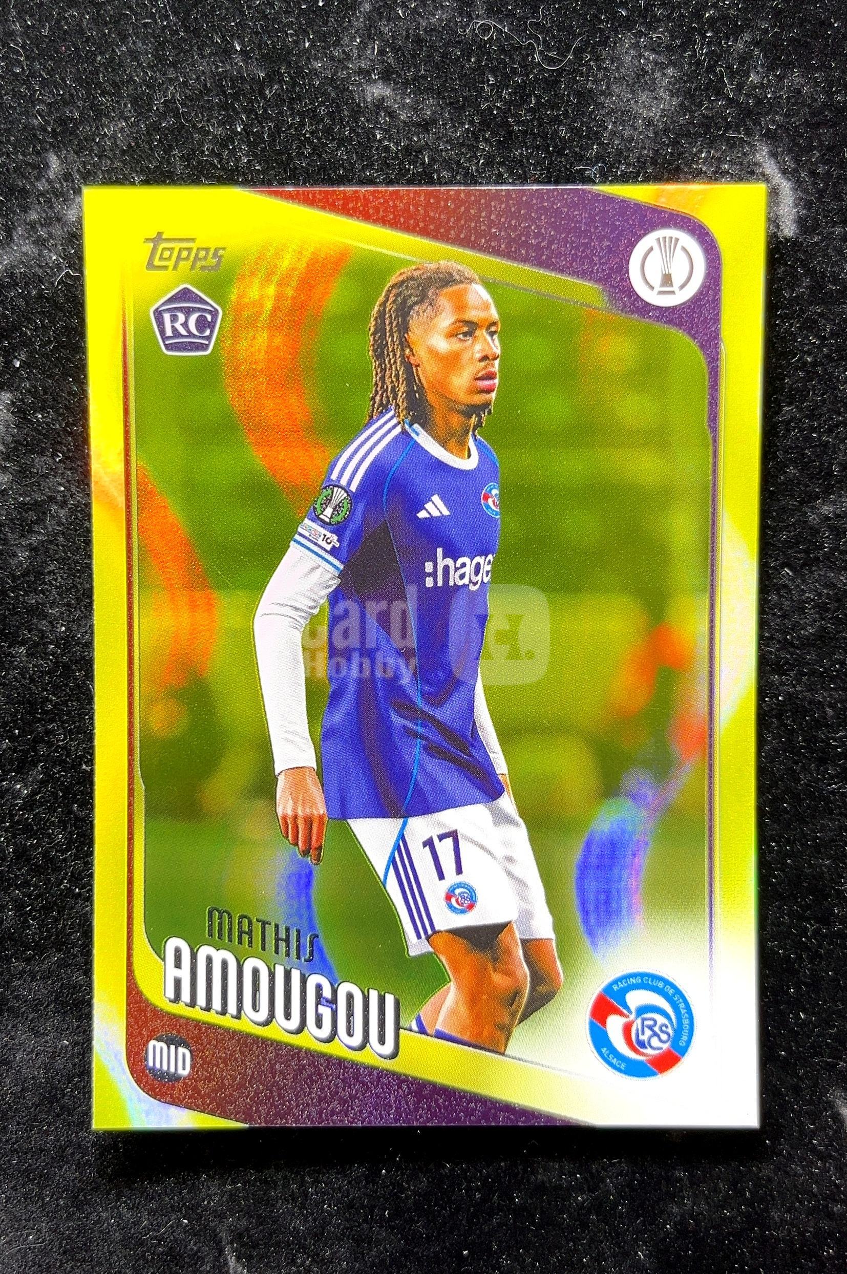 【小白1%代卖】2026 Topps Mathis Amougou 马蒂斯·阿穆古 黄变形虫折 折射 新秀 RC 卡品如图 高价值 #177 RC Strasbourg Alsace 0702