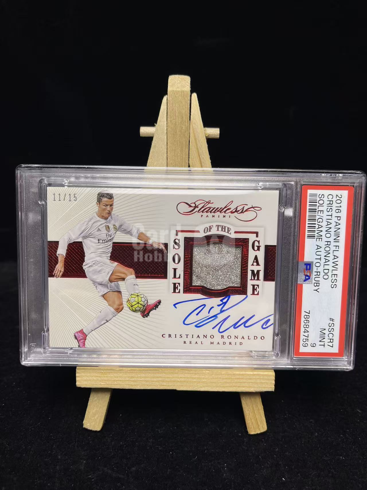 【大彪代拍】2015-16 Panini Flawless Cristiano Ronaldo 手提 元年 皇马 克里斯蒂亚诺 罗纳尔多 C罗 11/15编 签字 卡签 Sole of the Game球鞋切割 红平行 PSA9分（ICE）
