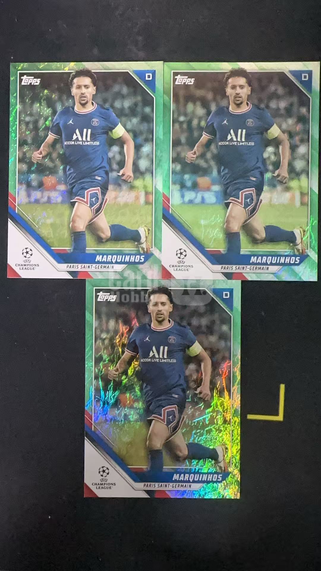 2022 Topps UEFA Champions League Maequinhos 欧冠 lot 马尔基尼奥斯 巴黎圣日耳曼 碧玉 3张卡