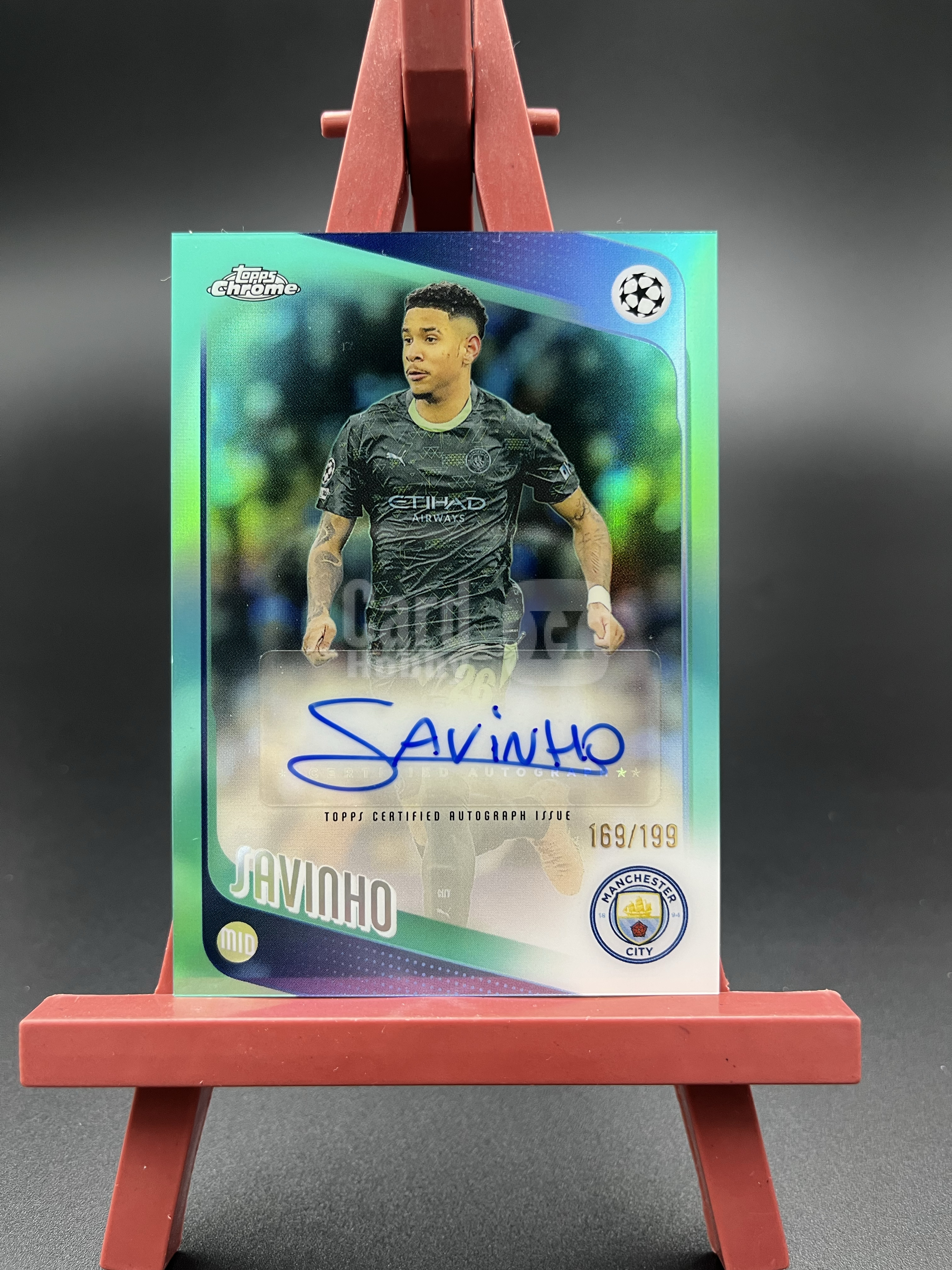 【西子拍卖】2025-26 Topps Chrome TC Savinho 萨维尼奥 巴西 曼城 欧冠 签字 签名 169/199编 青折 折射 微瑕如图 H822
