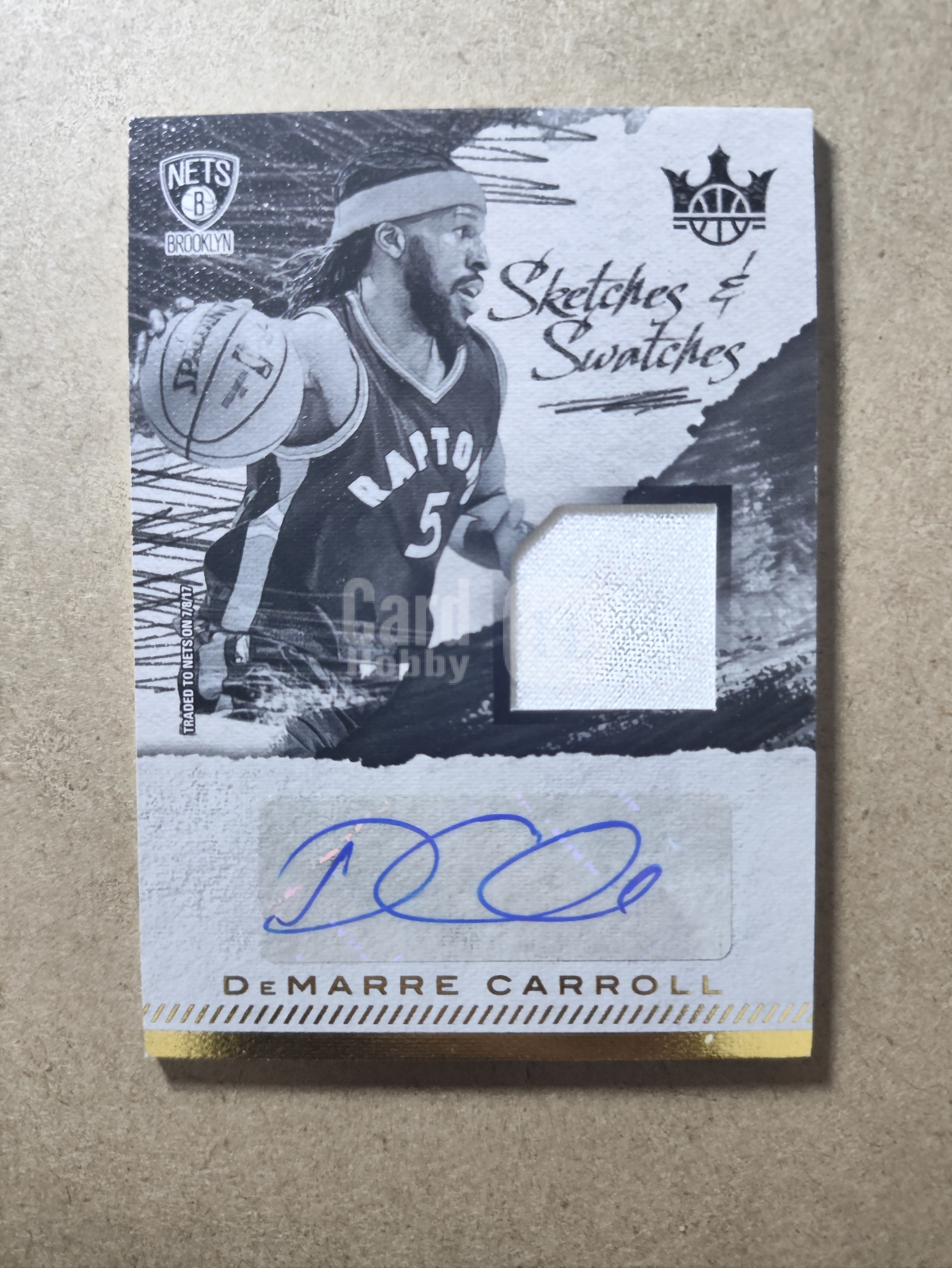 2017-18 Panini Court Kings DeMarre Carroll 油画 德马雷 卡罗尔 篮网 签字 贴签 16/299编 GU落场 球衣物料切割 JA 卡品瑕疵如图 收藏必备