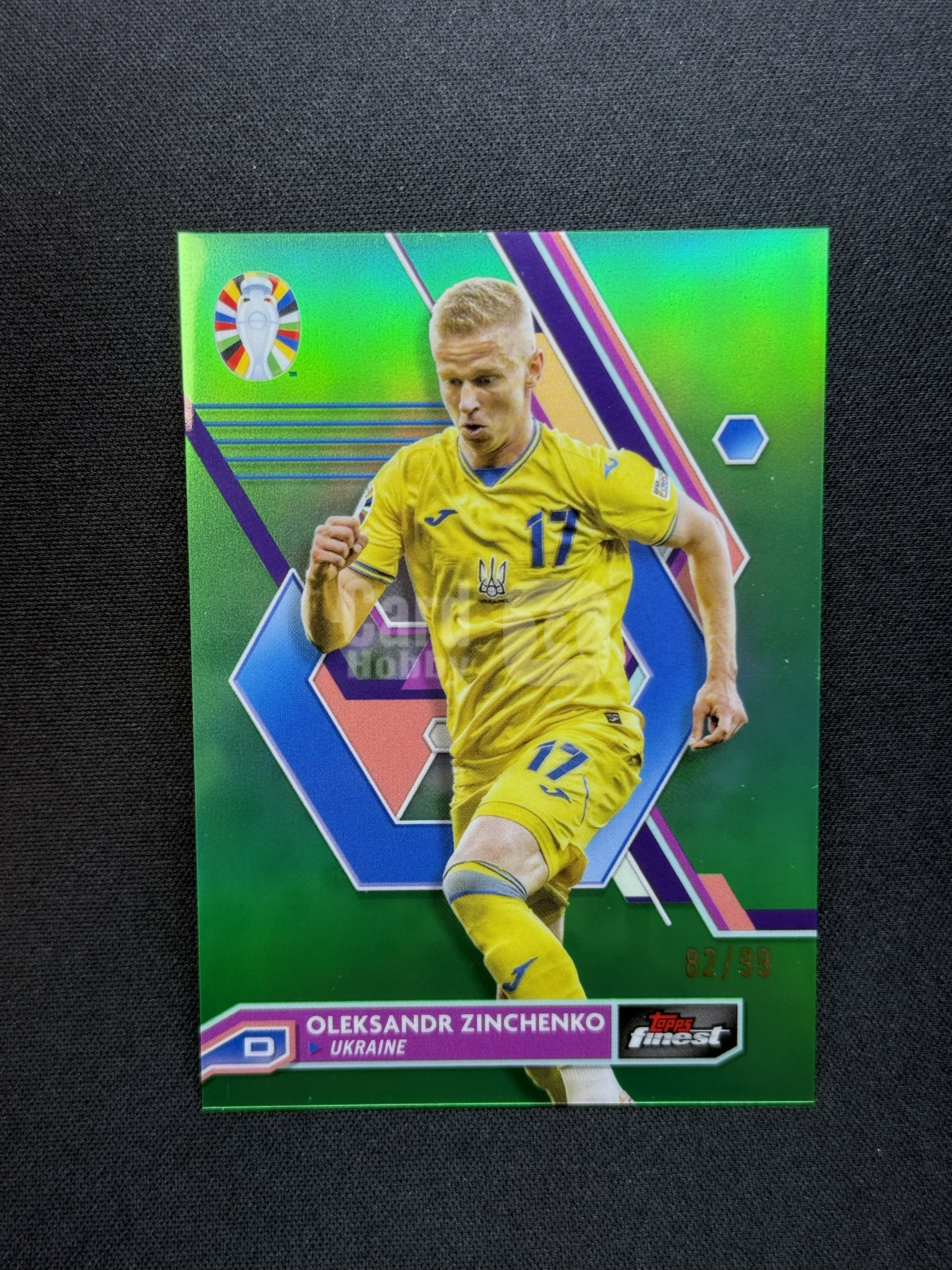 2023 Topps Finest Oleksandr Zinchenko 【小贝代拍】欧洲杯 Finest 乌克兰 津琴科 绿折 /99编 瑕疵如图 拍前看描述 H MFC