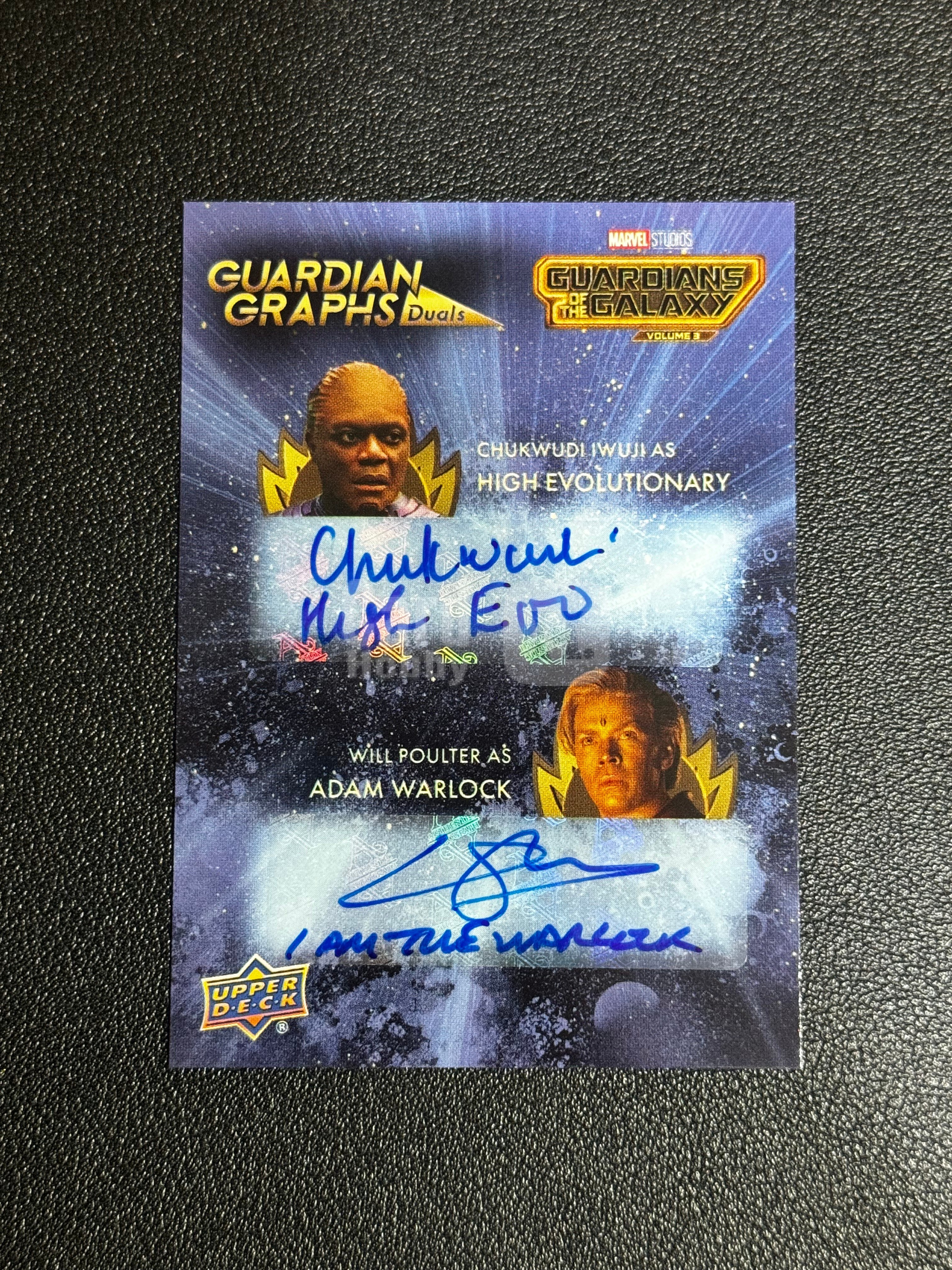 2024 Upper Deck Marvel (MCU) 银河护卫队 银护3 漫威 双人签字 Auto 25编 至高进化 楚克武迪・伊武吉 / 亚当术士 威尔・保尔特 LP 老王代理拍卖