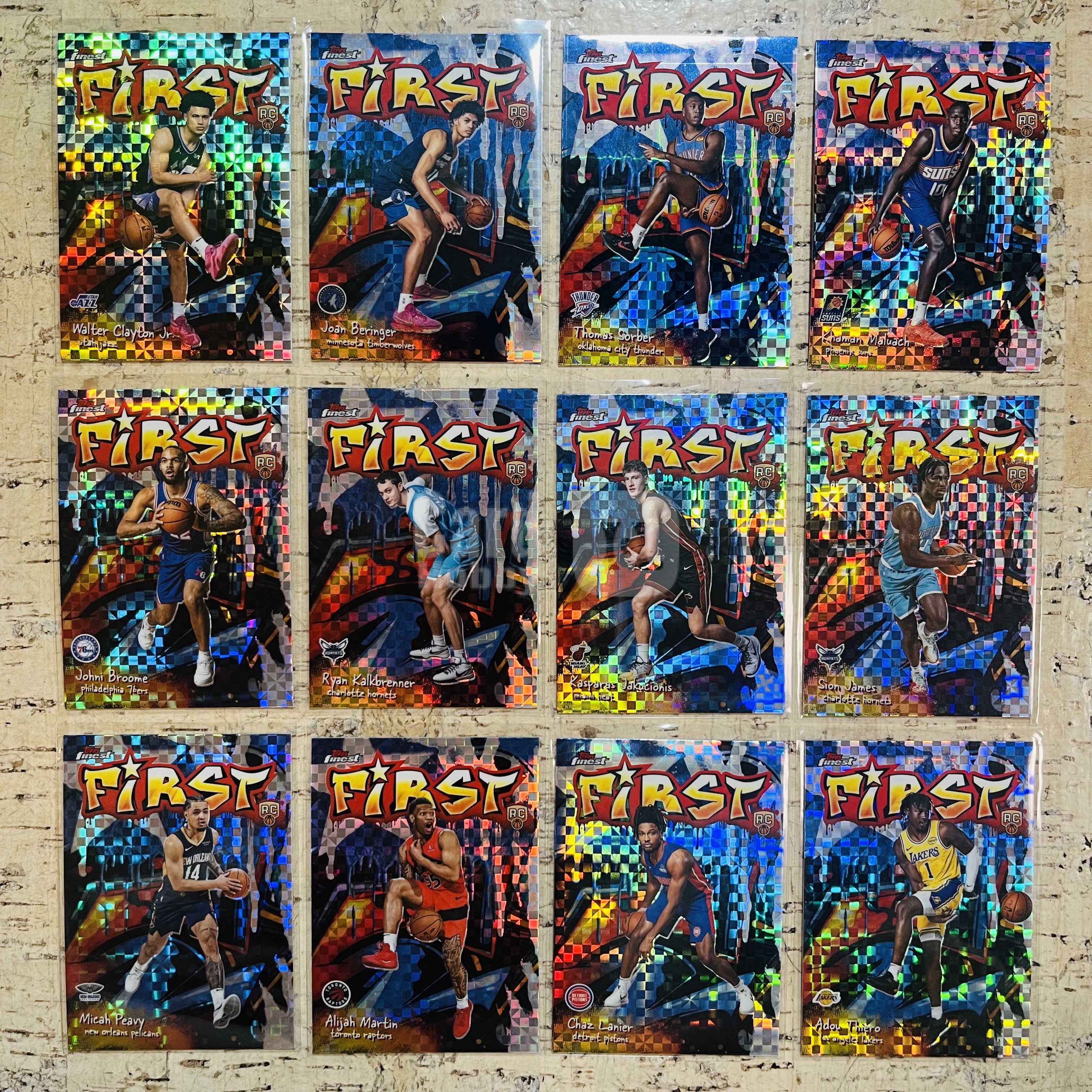 2025-26 Topps Finest Khaman Maluach RC 新秀 棋盘折 格子折 first 第一步 特卡 12张打包 马卢阿奇 贝兰热 带队 此标有膜无夹【小卡迷拍卖 可累积半年】