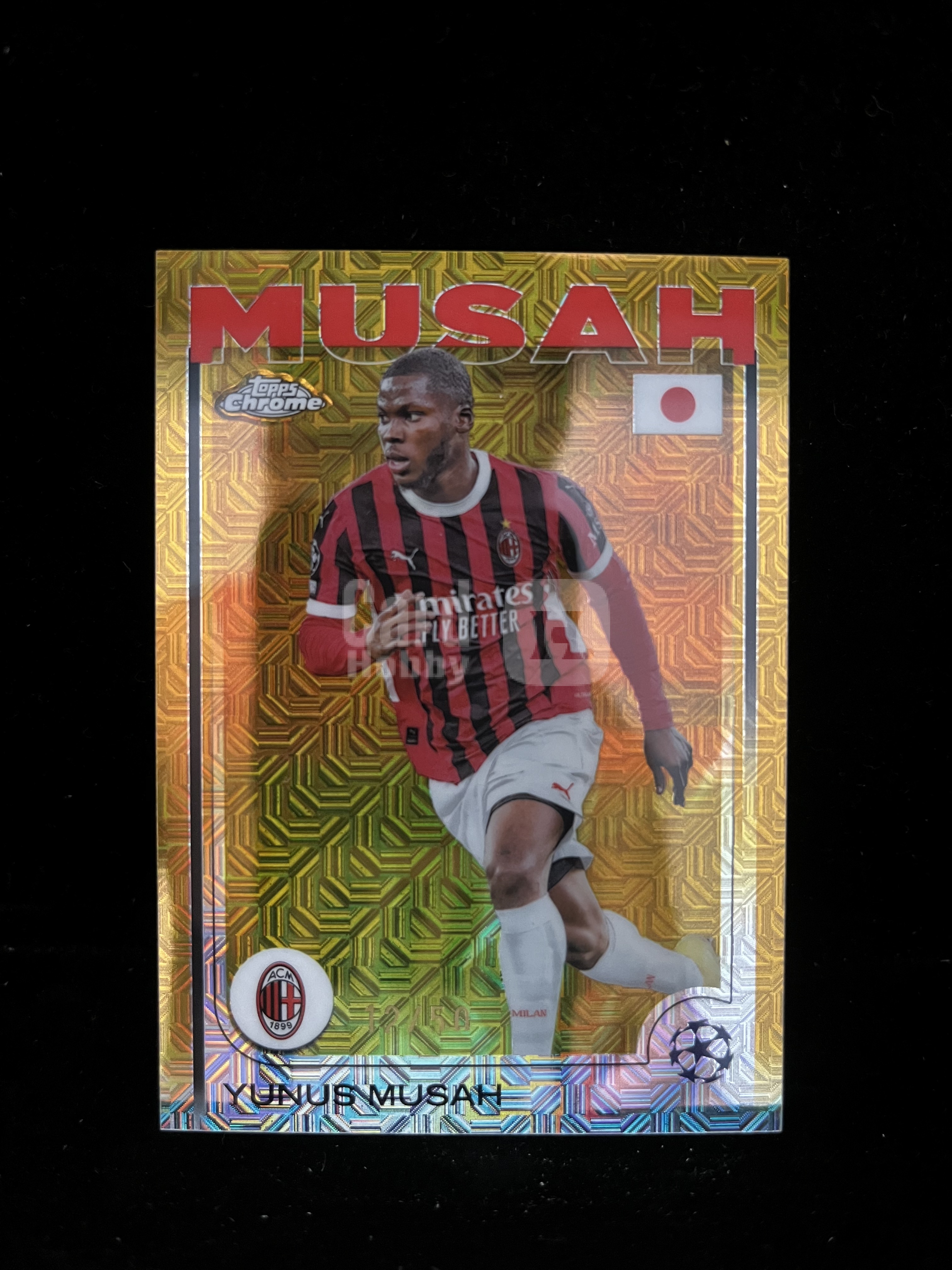 免费代拍 2025 Topps Chrome 欧冠 尤努斯·穆萨 Yunus Musah 12/50编 Gold Mojo 卡品如图##B090