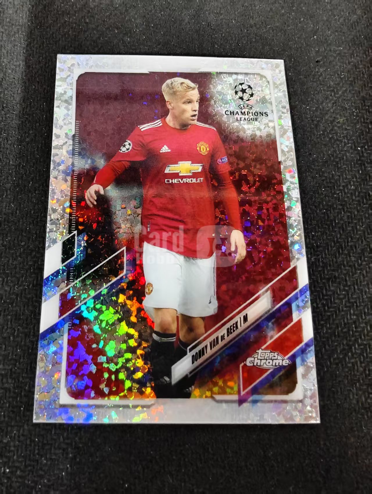 【可合并,不累计】2021 Topps Chrome Donny van de Beek 唐尼·范德贝克 曼联 欧冠 碎花折 碎点折 划痕 边角瑕疵 #82