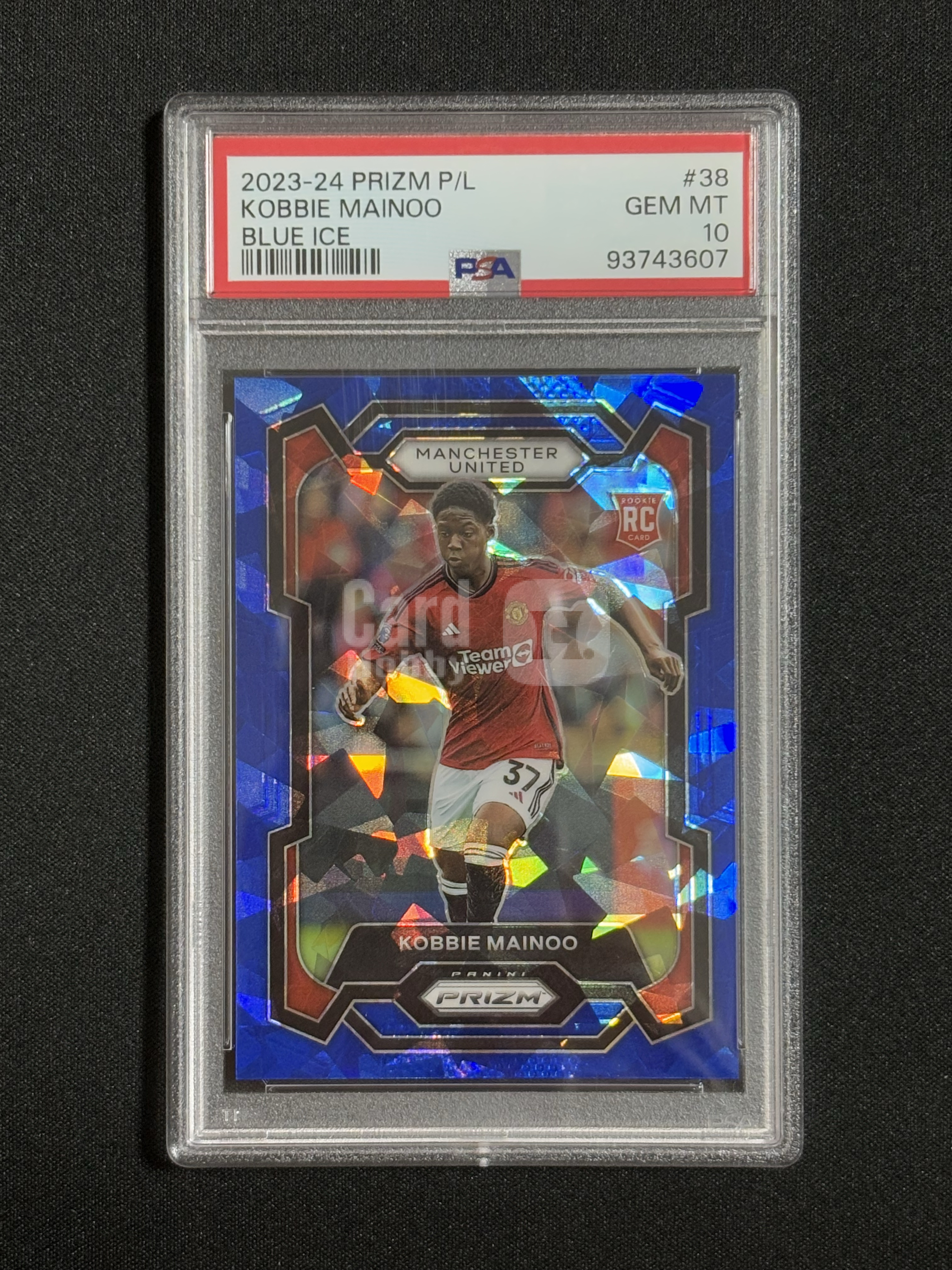 2023-24 Panini Prizm Kobbie Mainoo RC 英超 科比 梅努 新秀 base 蓝碎冰折 32/75编 PSA10分 评级卡 - FJames