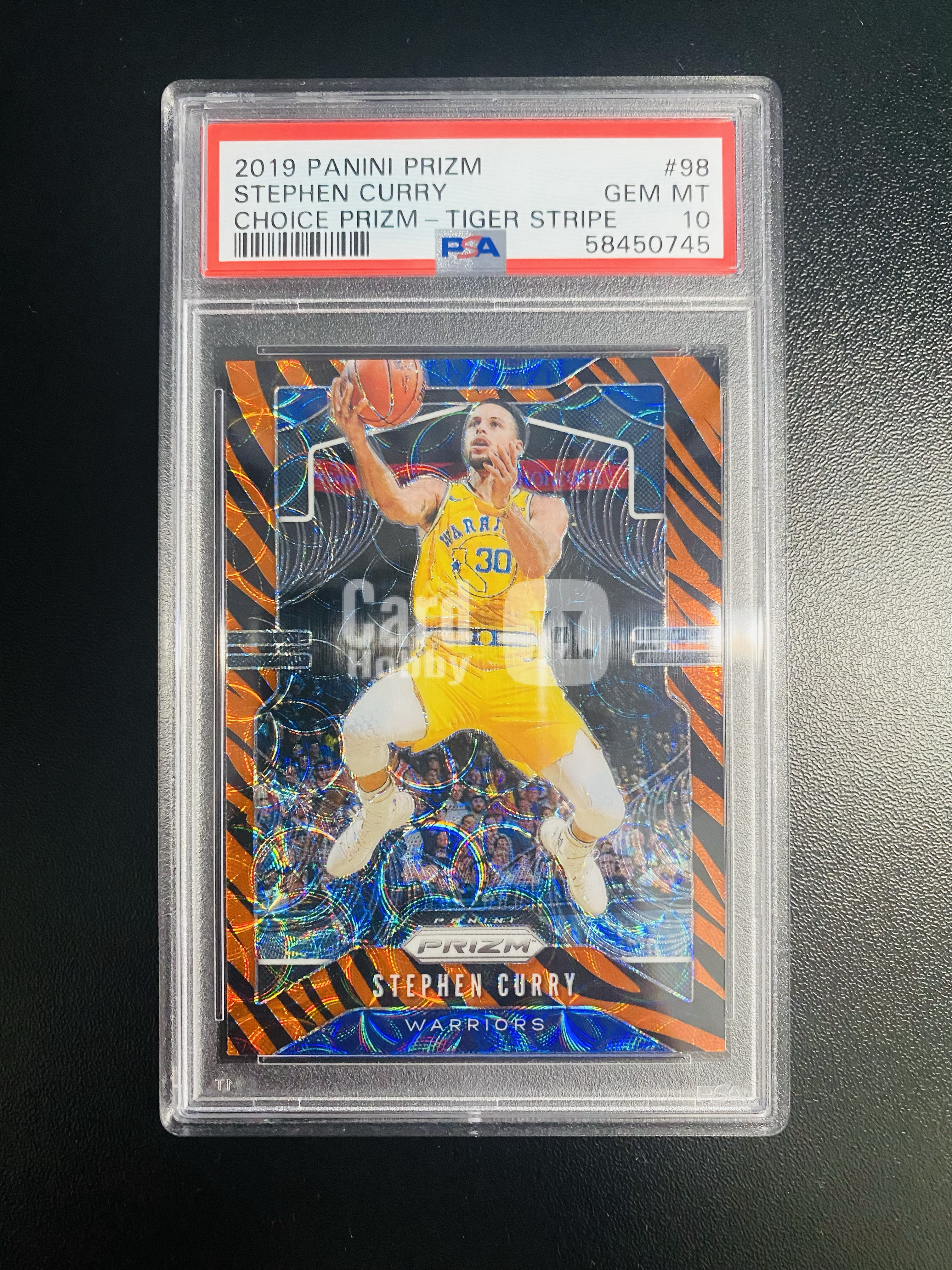2019-20 Panini Prizm Stephen Curry 勇士 斯蒂芬 库里 三分王 Choice独占 虎皮折 虎纹折 老虎折 tiger stripe大比例SSP PSA10分 #98