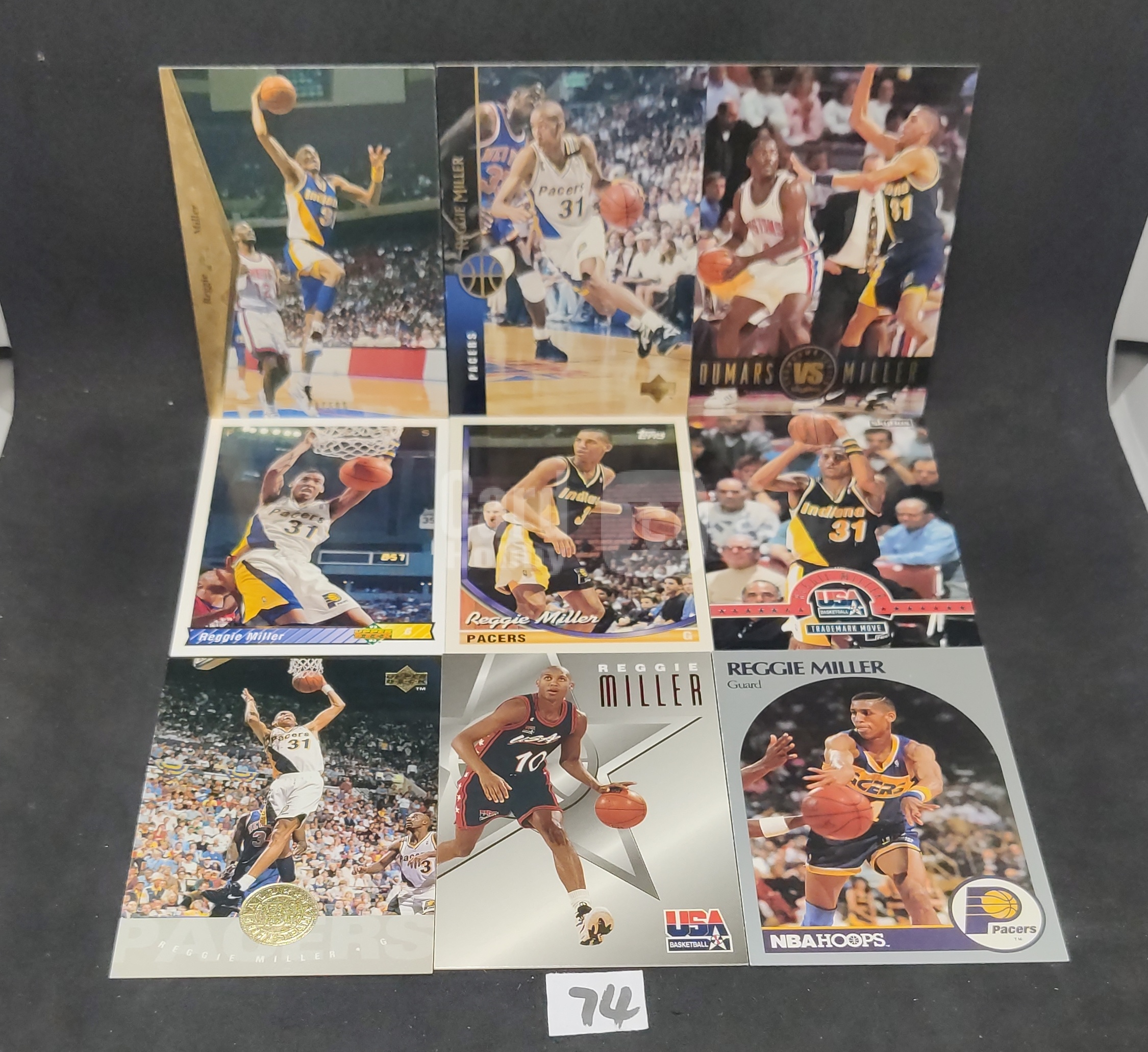 【DC拍卖】7.18 90 年代 Reggie Miller 雷吉・米勒 9 张球星卡 Lot 印第安纳步行者队 UD/Topps/ Hoops/USA 国家队特卡 VS 对决特卡 老卡收藏