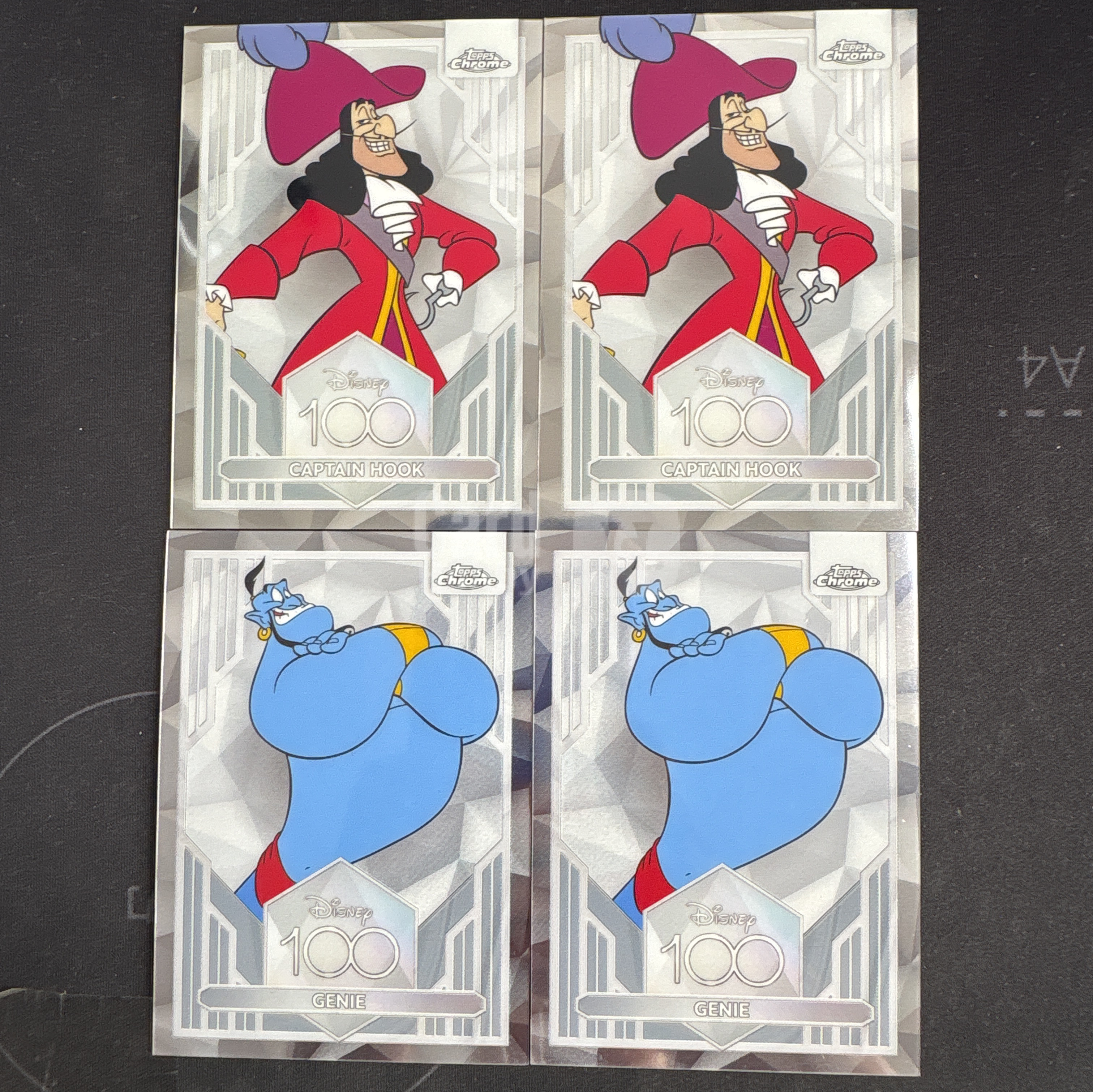 【十一拍卖】2023 Topps Chrome Disney 迪士尼100周年 元年系列 胡克/铁钩船长 阿拉丁 神灯 4张打包 lot 只合当日运费