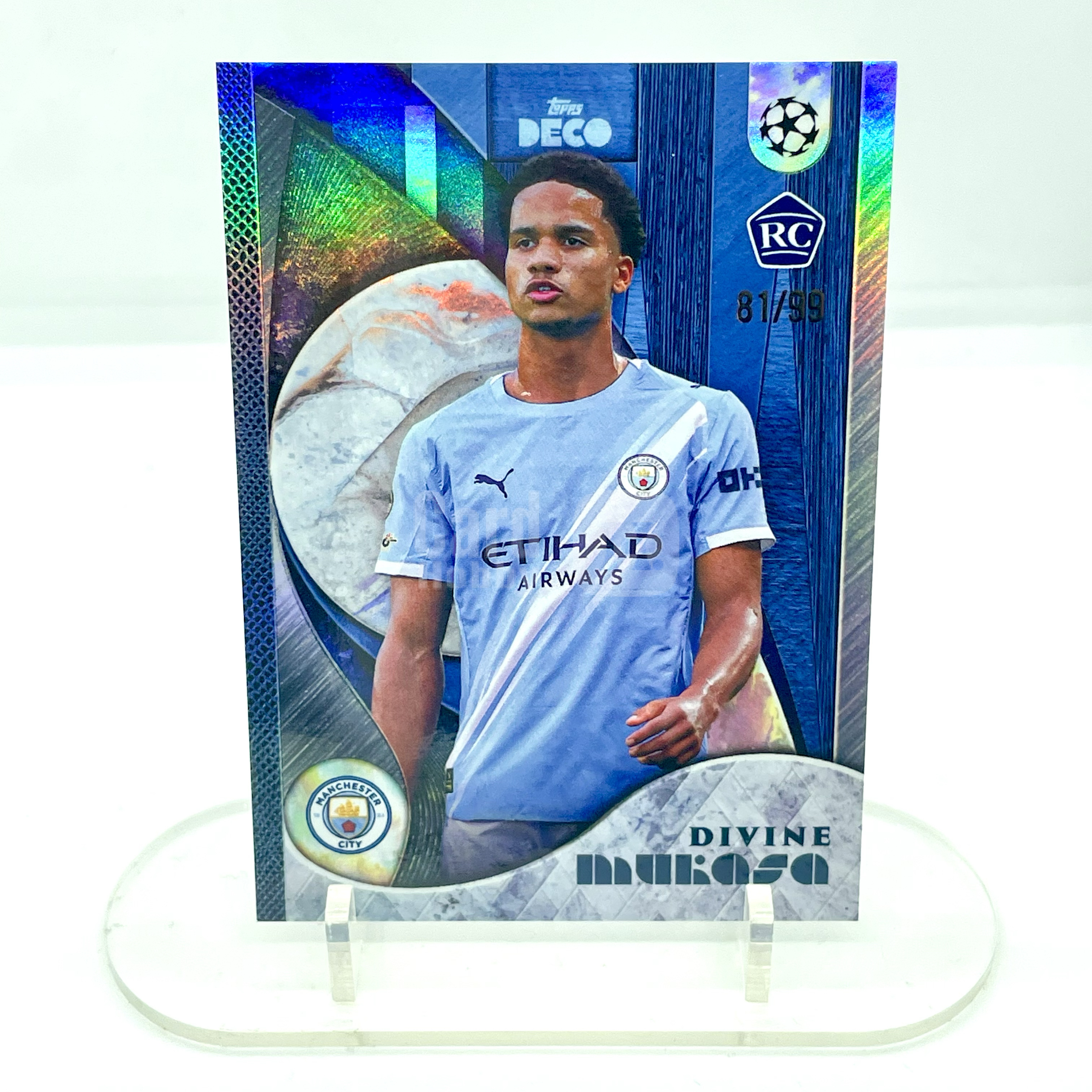 2526 Topps Deco Manchester City Divine Mukasa RC Base Blue 81/99编 蓝折 迪瓦恩 穆卡萨 新秀 曼城 欧冠 英格兰天才中场【芥末-阿玮】