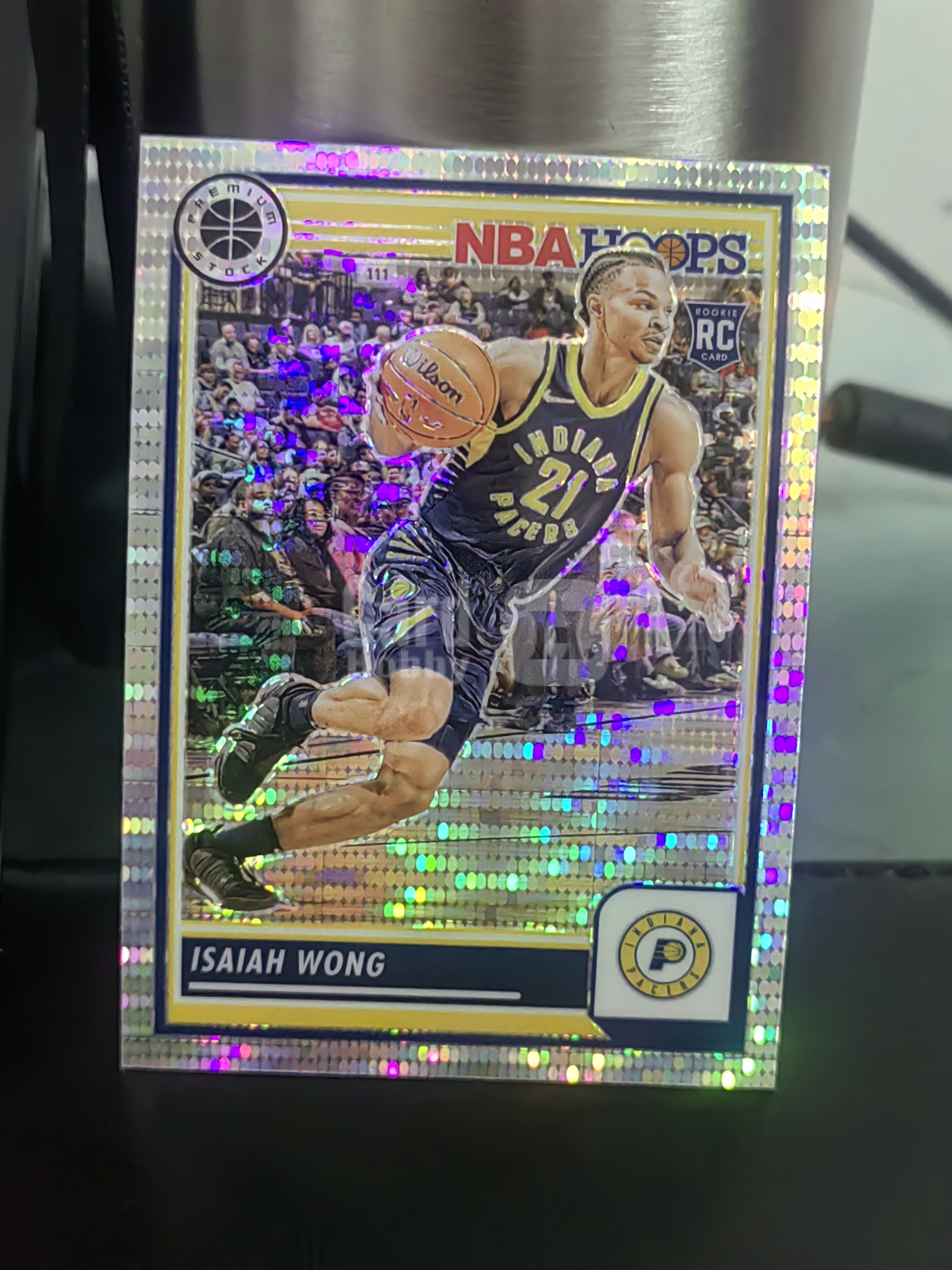 2023-24 Panini Premium Stock Isaiah Wong RC Hoops 以赛亚 王 步行者 新秀 银迪斯科折 银脉冲折 篮 白边白角 卡品如图 不保卡品