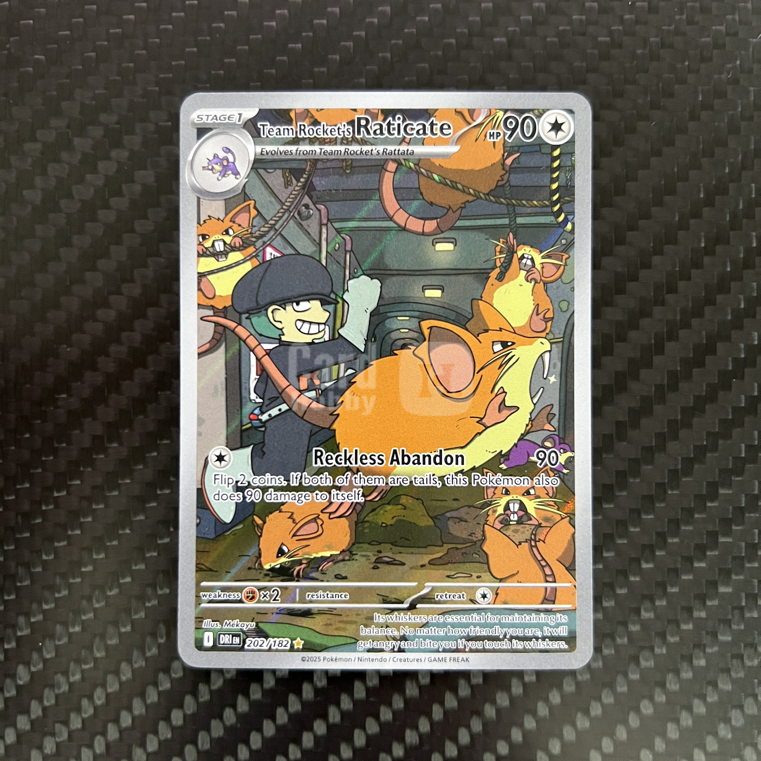 2025 Pokemon TCG DRI Raticate en 【杰克森拍卖】火箭队的拉达ex 202/182 AR 闪卡 美版 有瑕疵 介意勿拍 X