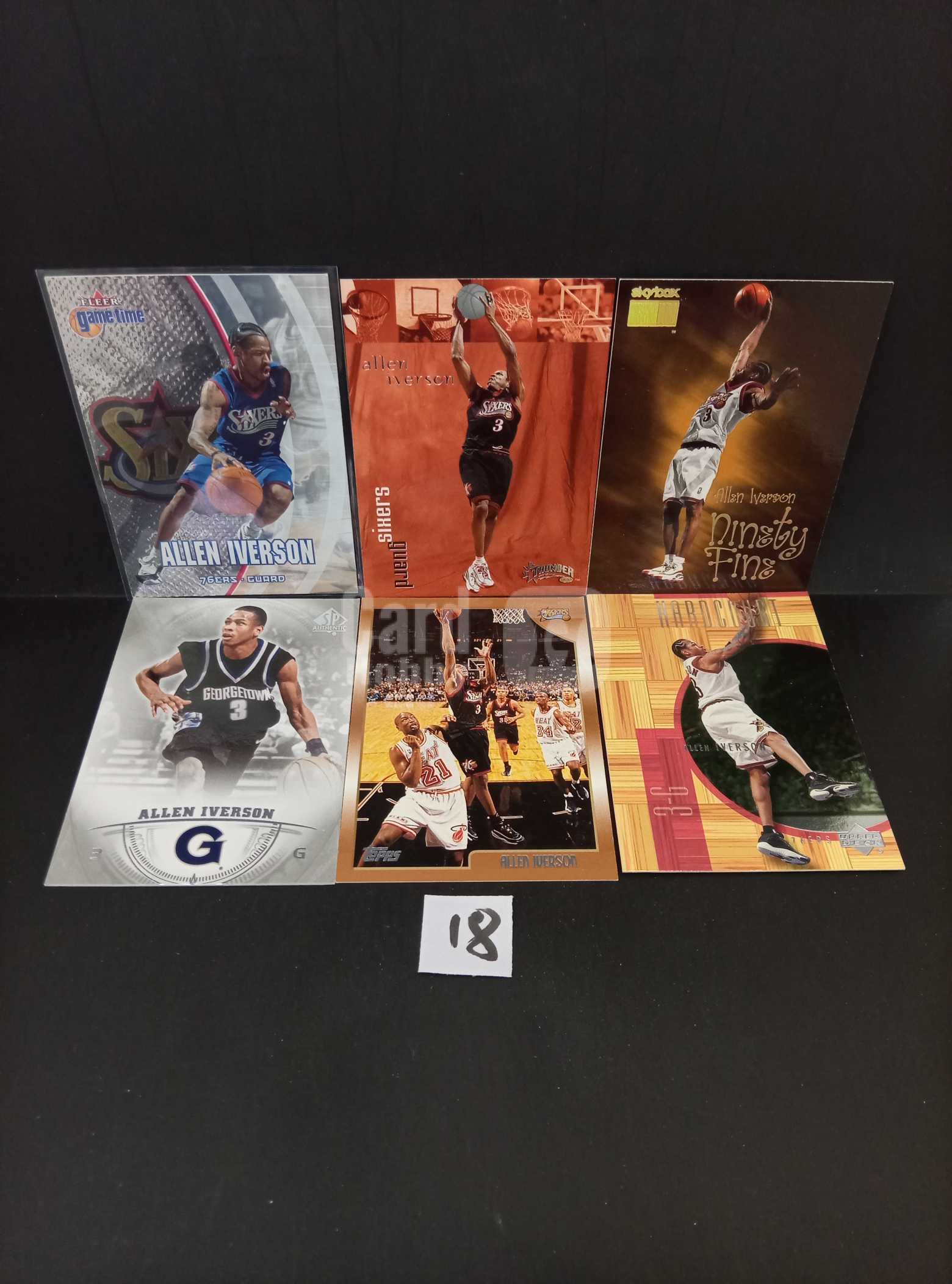 【DC拍卖】7.19 艾伦・艾弗森 6 张球星卡合集 Upper Deck/Fleer/Skybox 76 人队 / 乔治城大学 多系列老卡