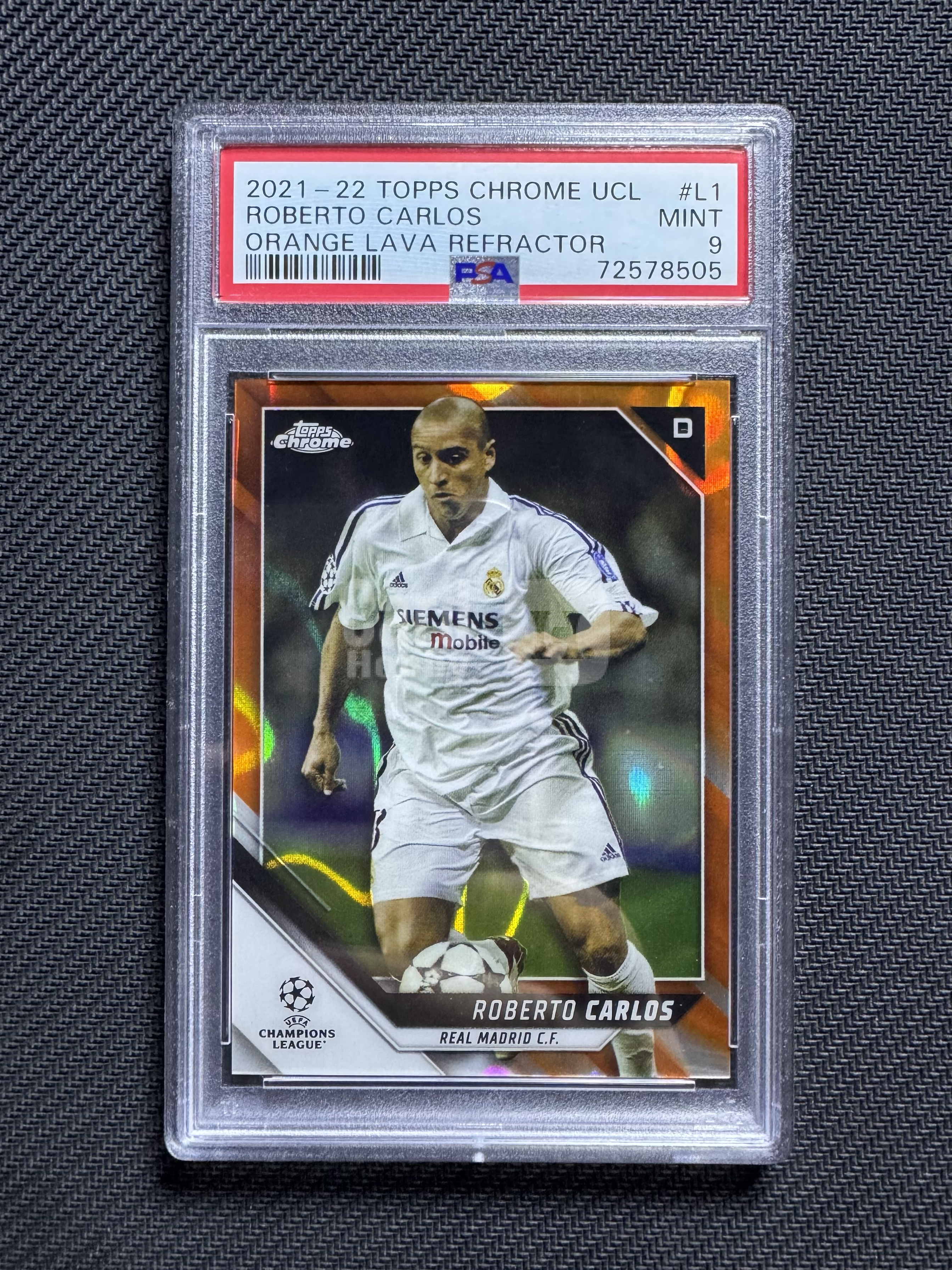 【橙子拍卖 接代拍】不累计 2021-22 Topps Chrome 欧冠 TC 元年 橙碎冰 ROBERTO CARLOS 罗伯托 卡洛斯 皇马 黄金左脚 PSA 9分 PSA9