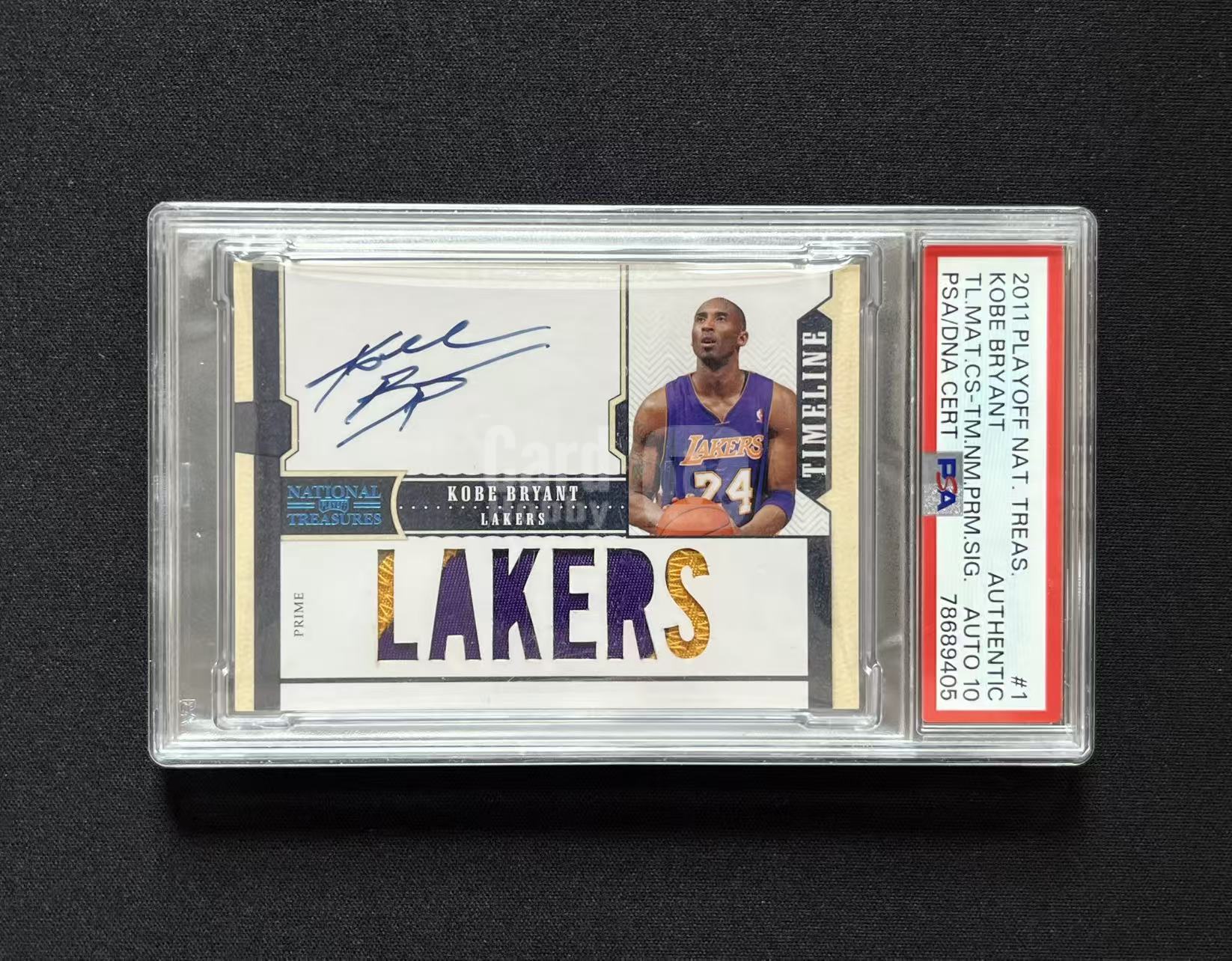 【长安代卖精品】2011 National Treasures 国宝 湖人 Kobe Bryant 科比 布莱恩特 Timeline Patch 签字 蓝笔卡签 Lakers切割 17/23编 PSA签字墨迹10分评级 送保护壳【CA84】