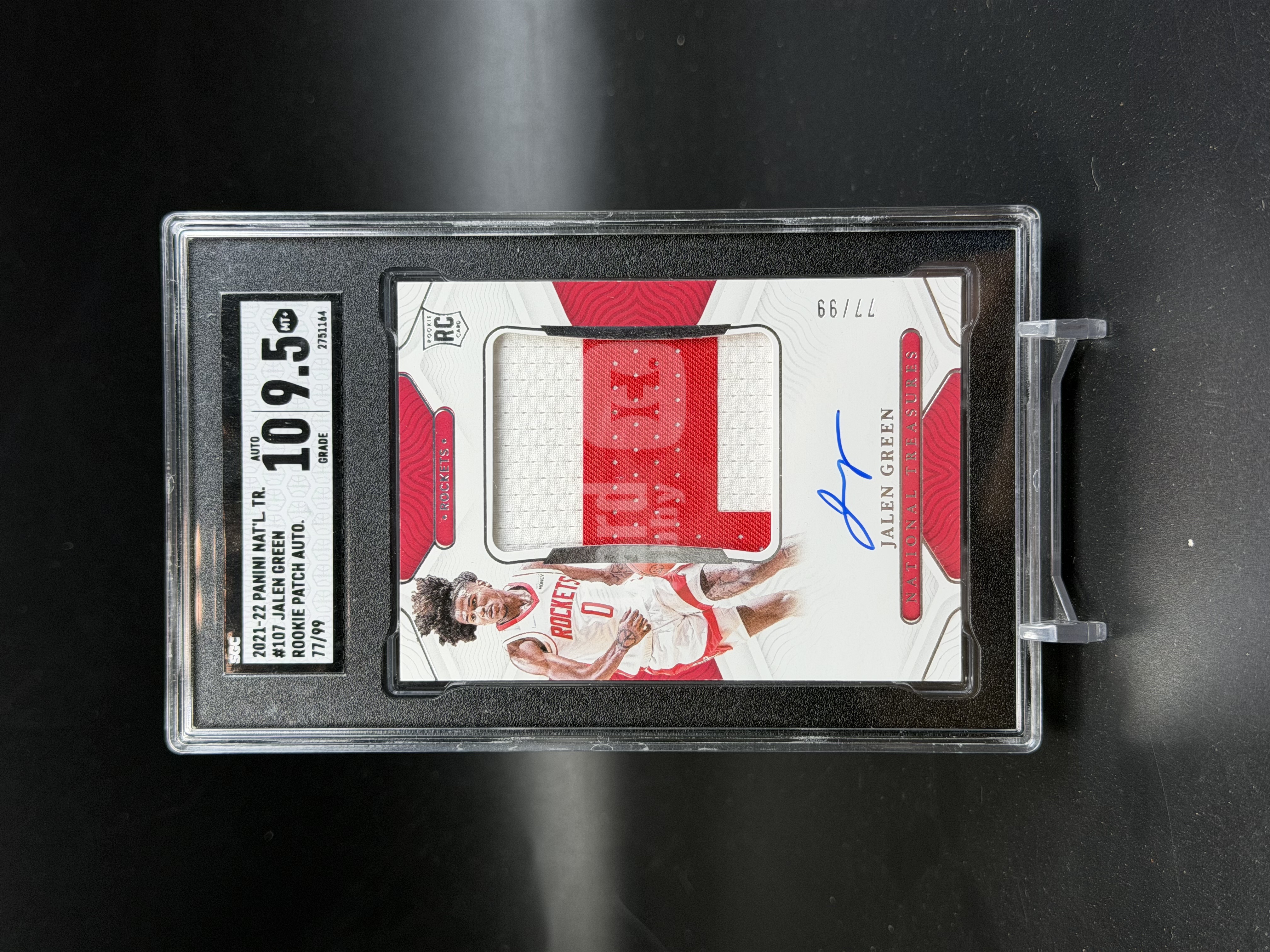 【狗刺】2021 Panini National Treasures Jalen Green 火箭 杰伦 格林 新秀RC 99编 国宝签字卡签 正RPA patch SGC9.5签字10 严总