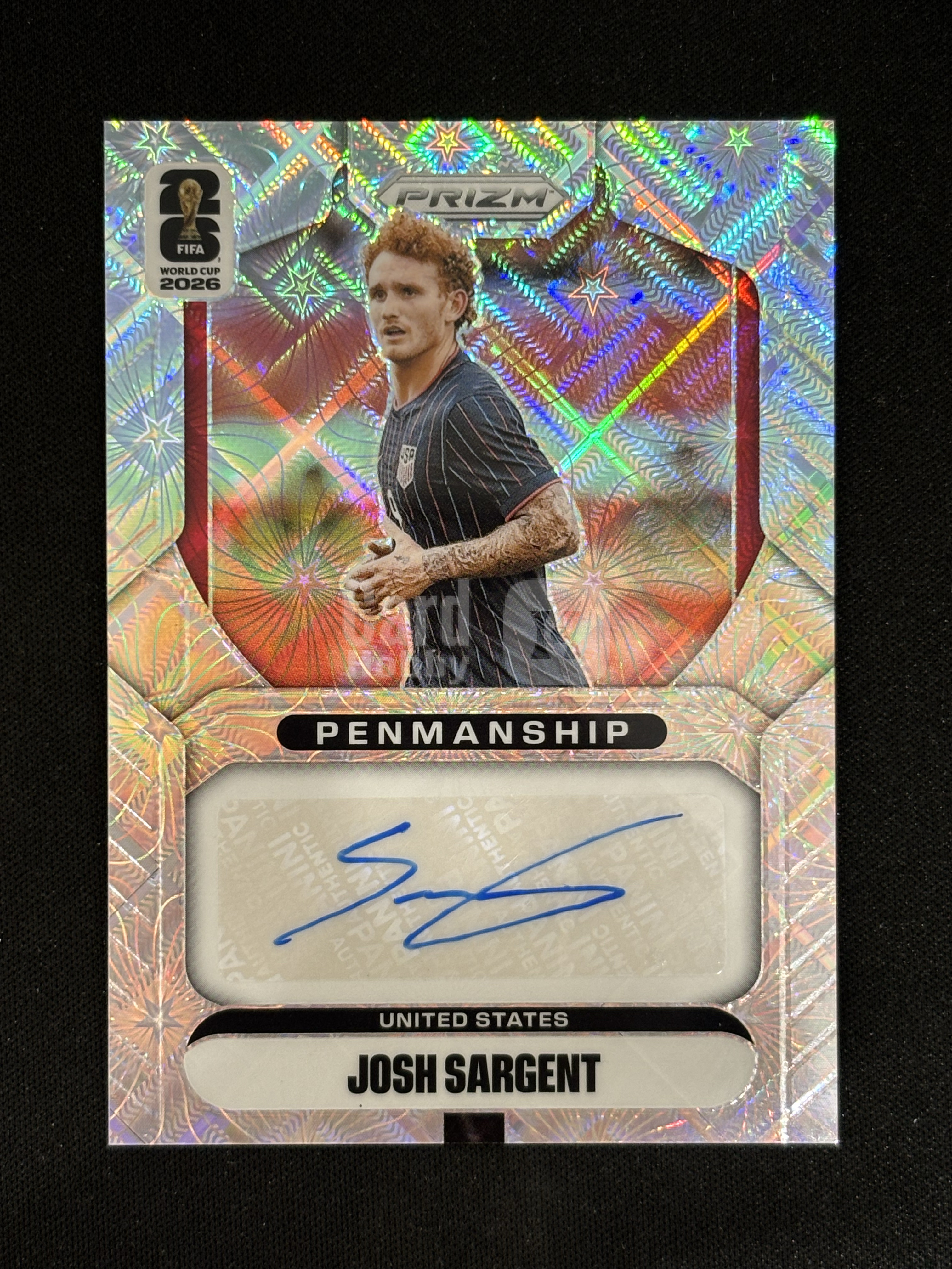 2026 Panini Prizm World Cup Josh Sargent FIFA 世界杯 美国 萨金特 Penmanship 签字 国际独占星星折射 瑕疵如图 - 红豆