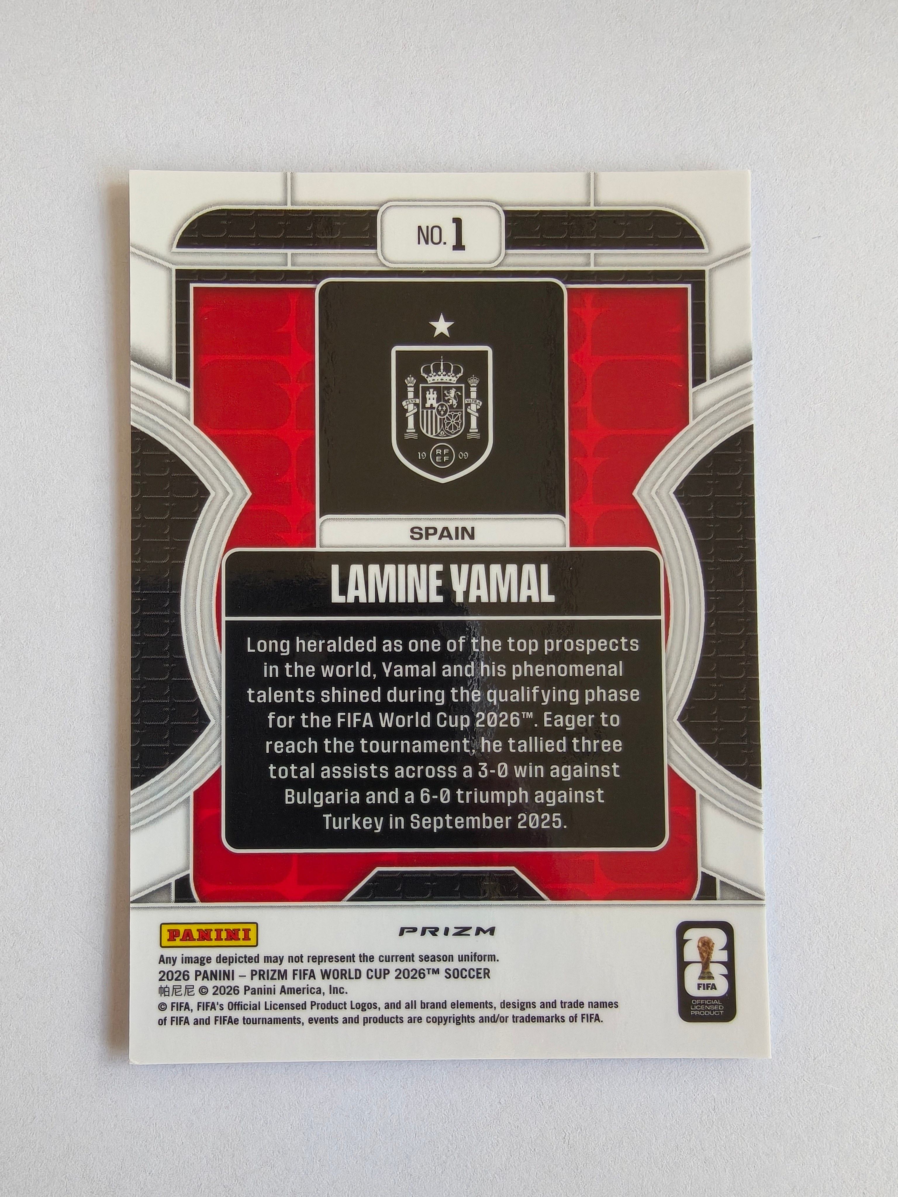 2026 Panini Prizm World Cup Lamine Yamal 2025-26 帕尼尼 FIFA 世界杯 PZ 西班牙 亚马尔 现象级特卡 脉冲折射 收藏凑套 卡品如图 XY689