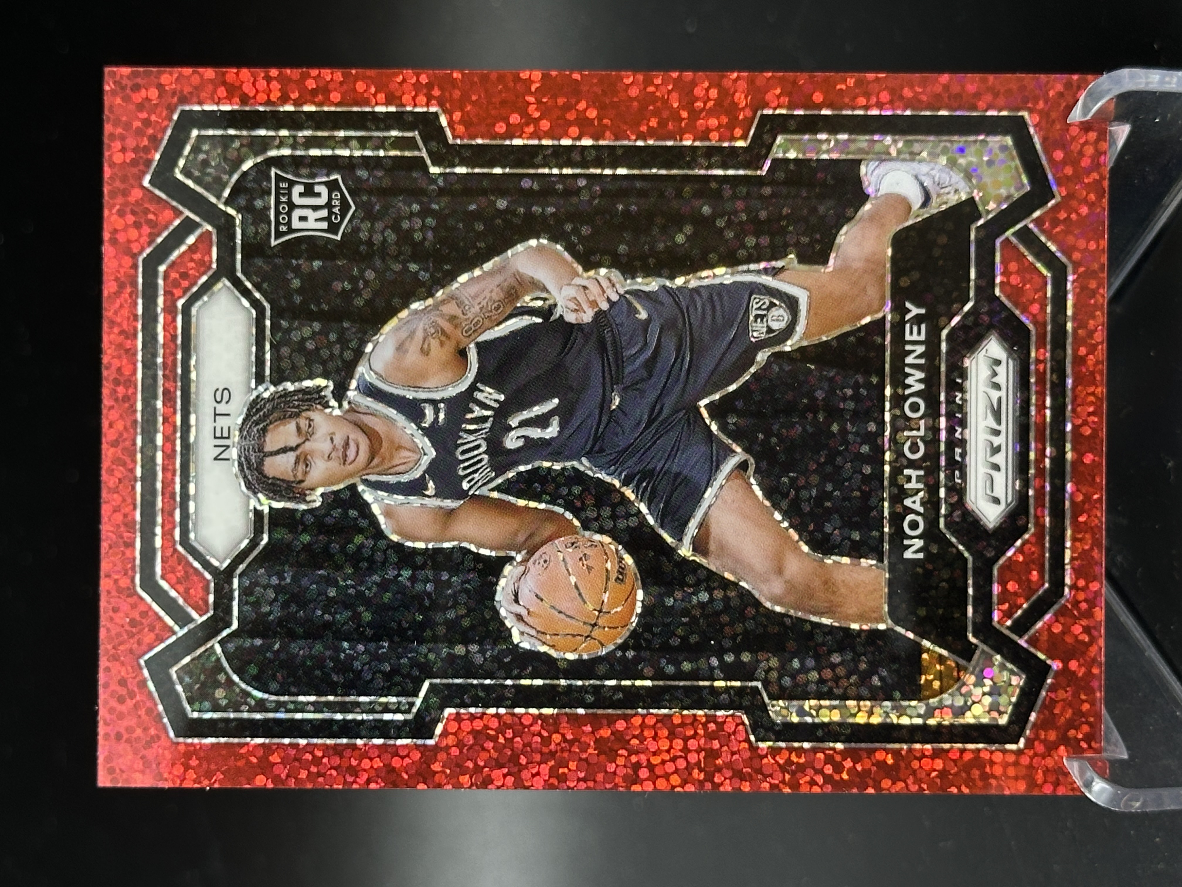2023-24 Panini Prizm Noah Clowney 【小黄拍卖】PZ 克洛尼 篮网 新秀 rc 红碎闪折 大比例 少见「汉堡王」